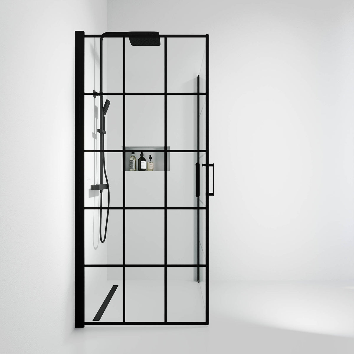 Sandefjord, Shower Enclosure, Clear/Black - 90 cm - MASTERSTORE - 8595677180510 - Shower Enclosure - 42 - 090 - 09 - 02 - 00 - 8595677180510