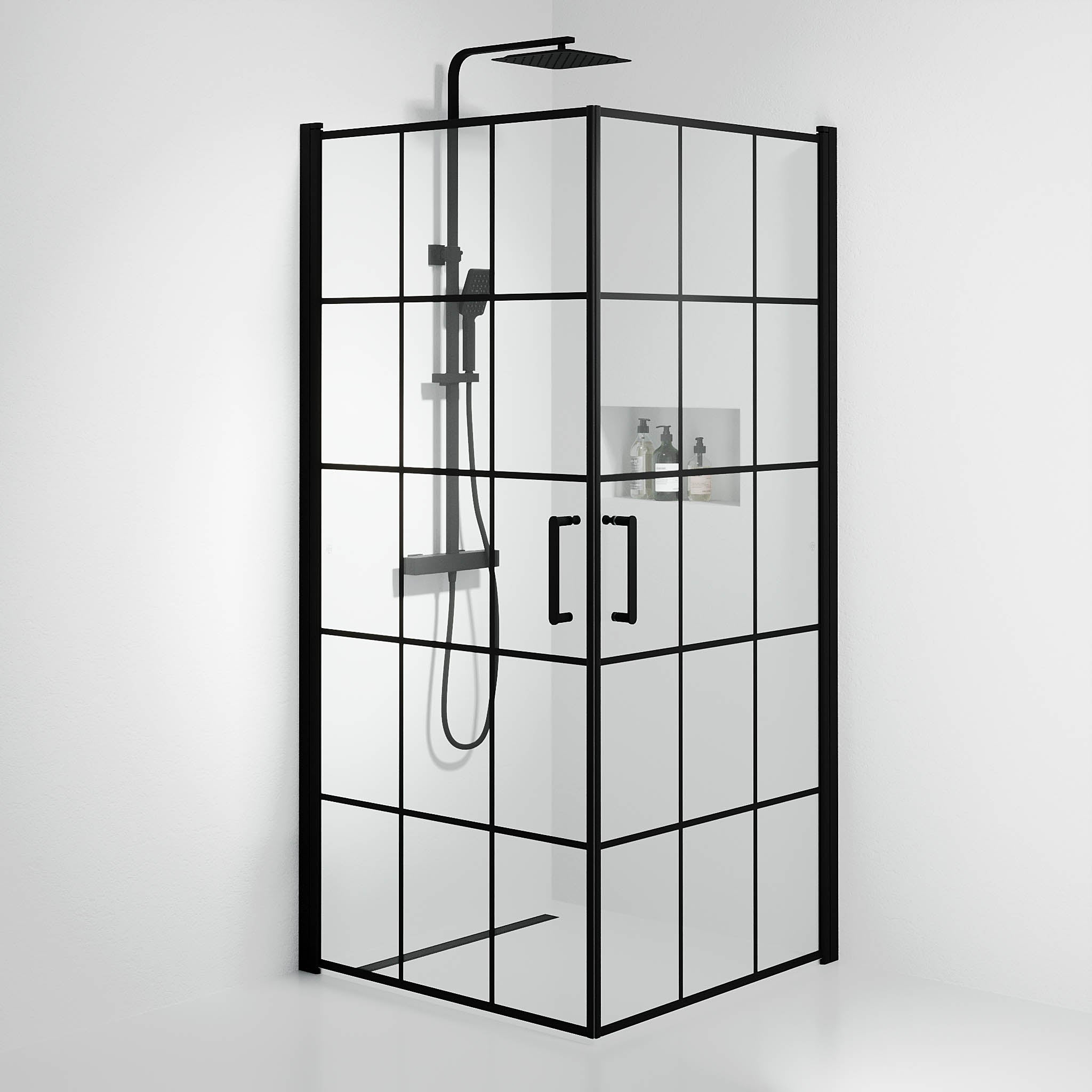 Sandefjord, Shower Enclosure, Clear/Black - 90 cm - MASTERSTORE - 8595677180510 - Shower Enclosure - 42 - 090 - 09 - 02 - 00 - 8595677180510
