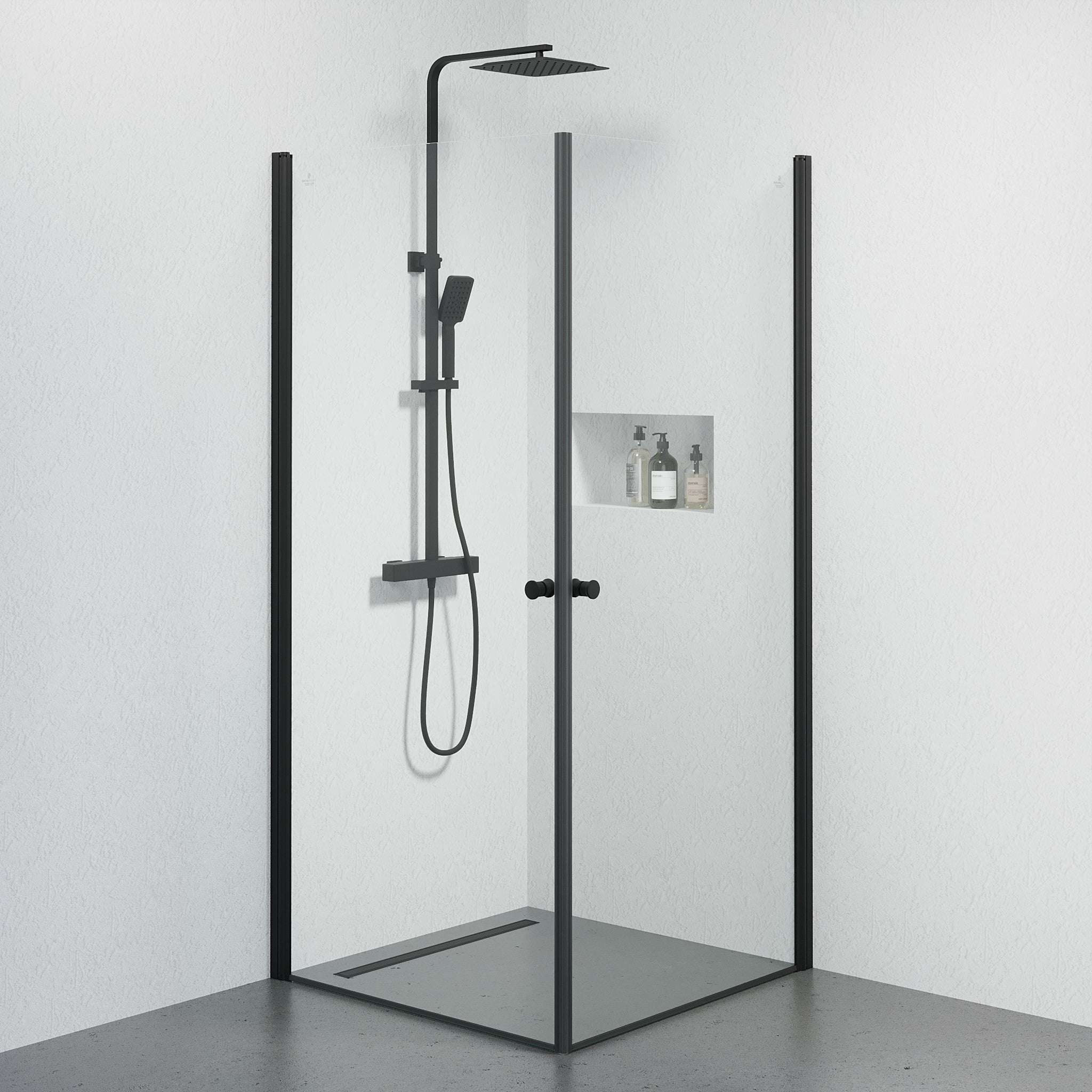 Tulsa, Shower Enclosure, Black Mat - 90 cm - MASTERSTORE - 8595677180770 - Shower Enclosure - 42 - 090 - 11 - 02 - 02 - 8595677180770