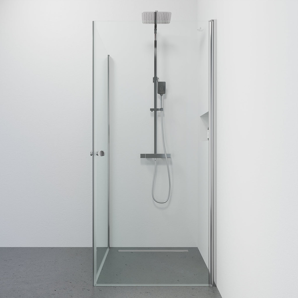 Duschvägg kvadratisk 90x90x190 cm - 5 mm klarglas - Krom profil - Tulsa