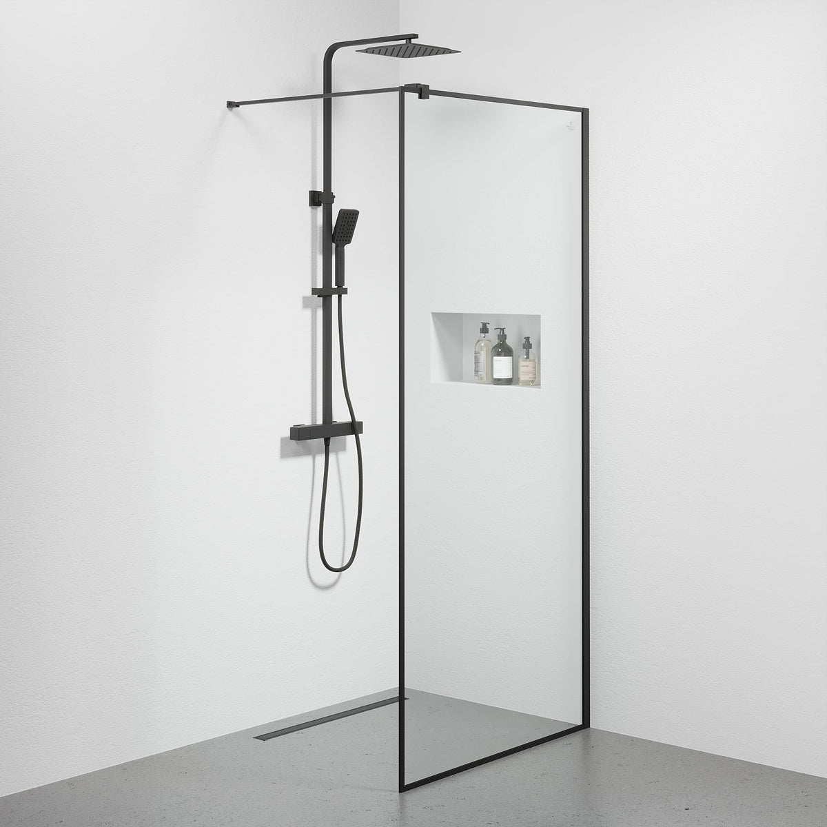 Tulsa, Shower Wall, Black Mat - 90 cm - MASTERSTORE - 8595677180800 - Shower Wall - 42 - 090 - 13 - 02 - 02 - 8595677180800