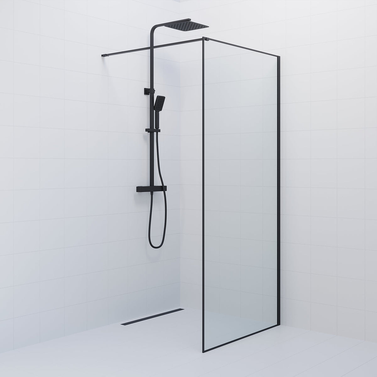 Tulsa, Shower Wall, Black Mat - 90 cm - MASTERSTORE - 8595677180800 - Shower Wall - 42 - 090 - 13 - 02 - 02 - 8595677180800