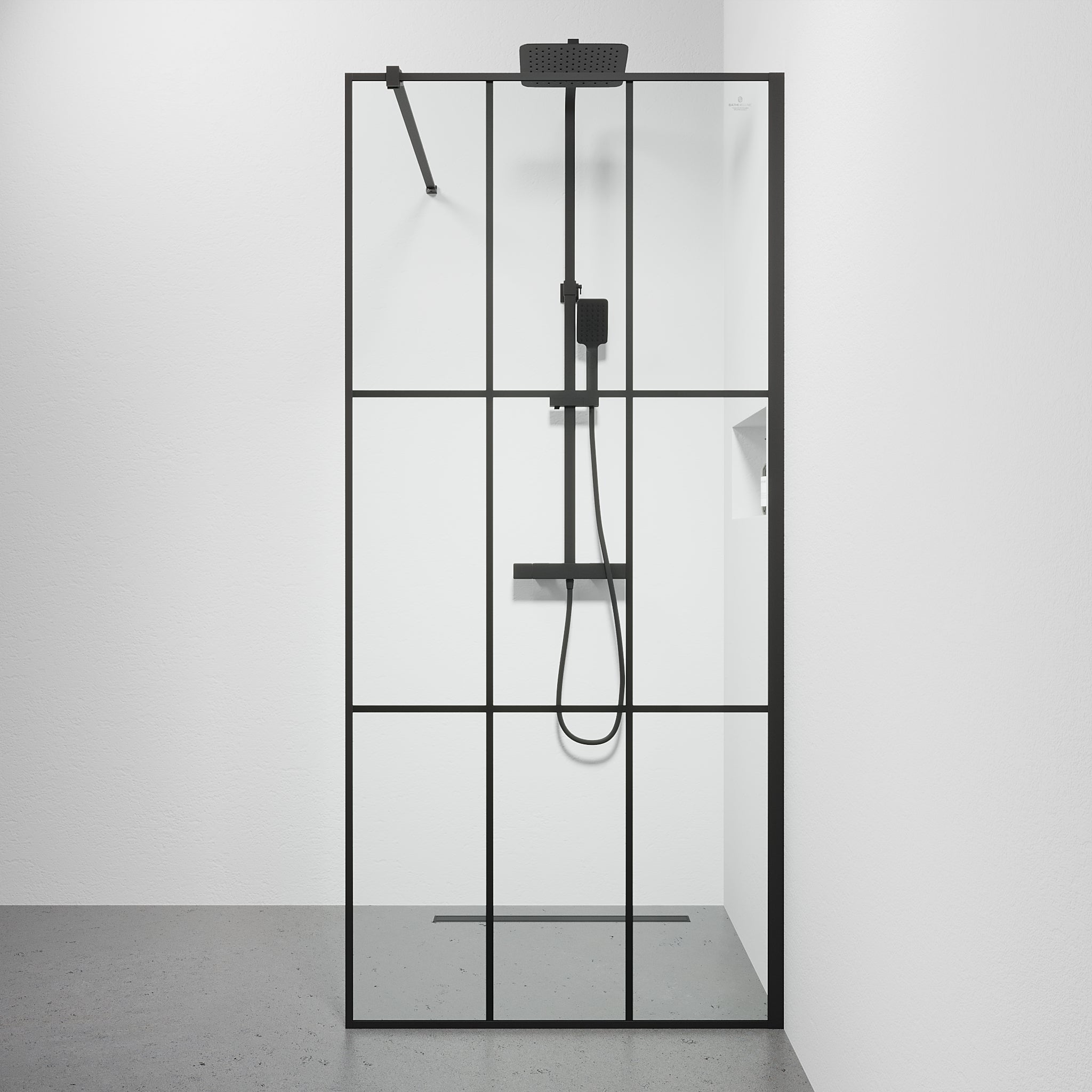 Tulsa, Shower Wall, Black Mat - 90 cm - MASTERSTORE - 8595677180817 - Shower Wall - 42 - 090 - 14 - 02 - 02 - 8595677180817