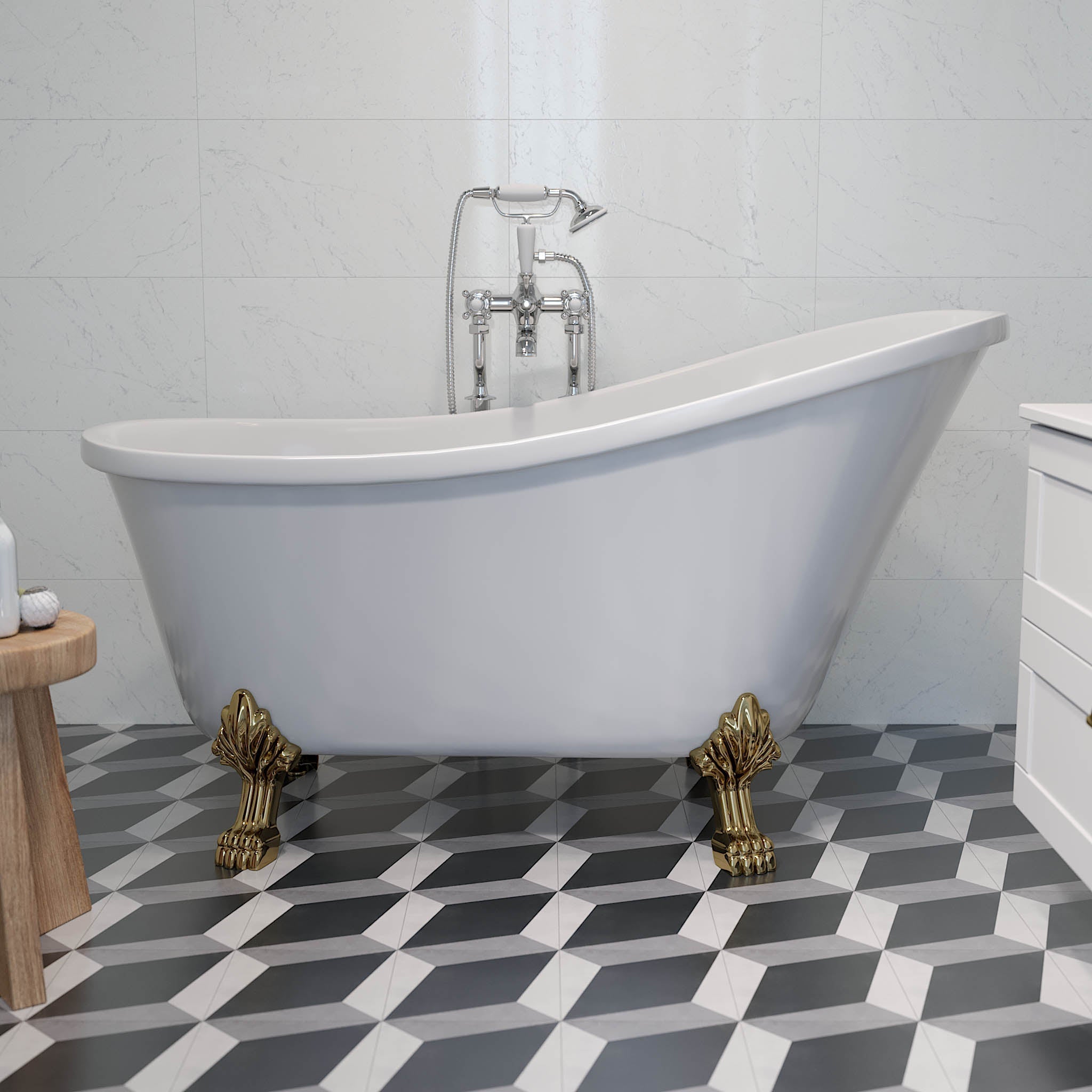 Svinkløv, Bathtub Set - Code, Brass Shiny - 150 cm - MASTERSTORE - 8595677175813 - Bathtub Set - Code - 47 - 150 - 65 - 64 - 40 - 8595677175813