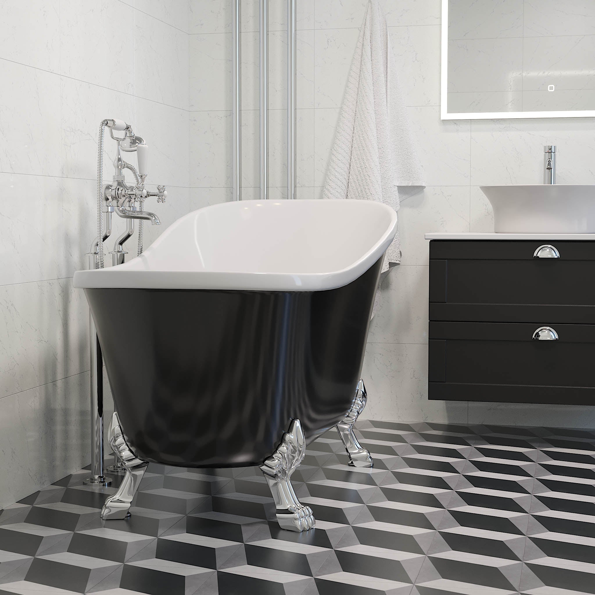 Svinkløv, Bathtub Set - Code, White Glossy - 150 cm - MASTERSTORE - 8595677176001 - Bathtub Set - Code - 47 - 150 - 65 - 12 - 42 - 8595677176001