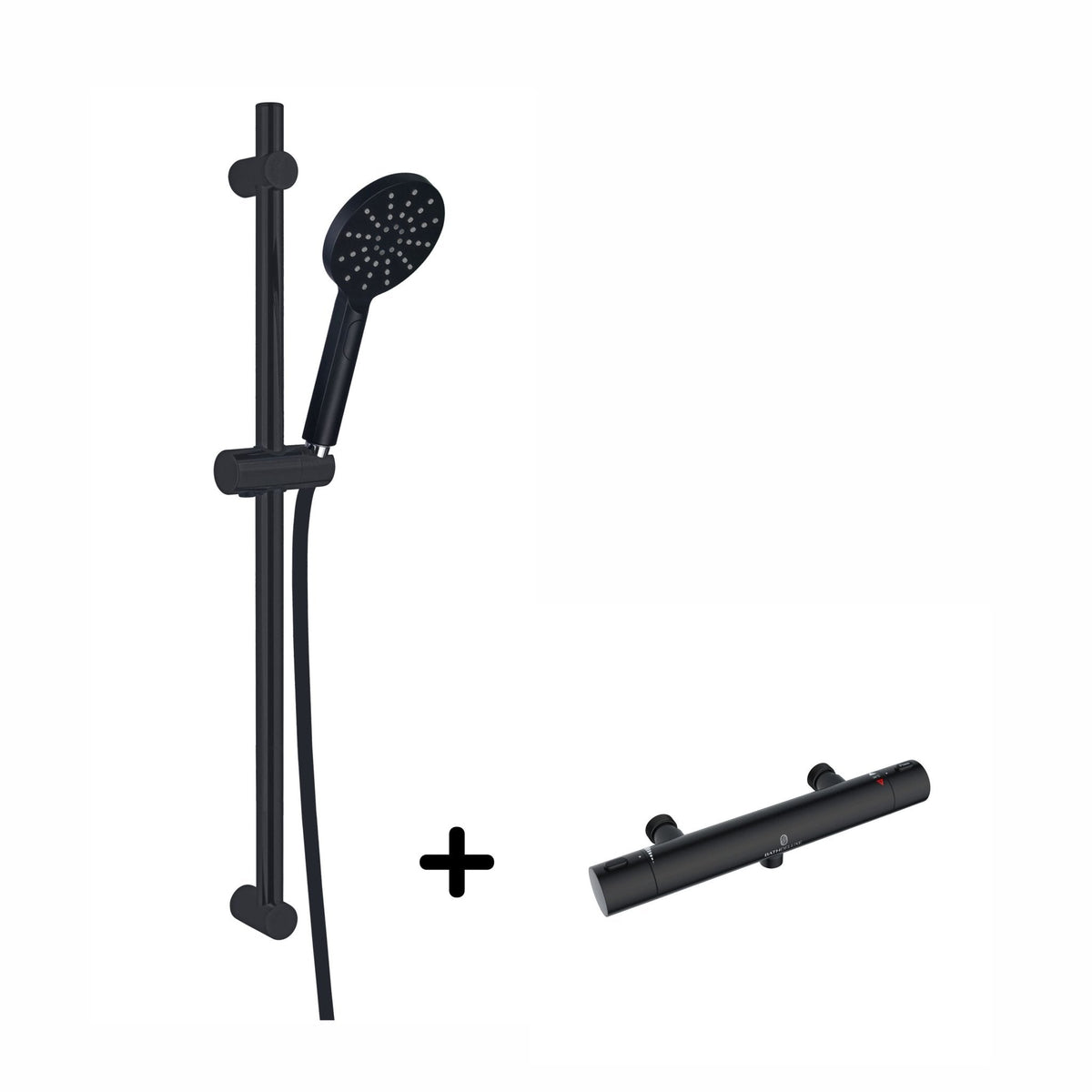 Shower set with thermostatic mixer and 3-function hand shower - 160 mm c/c - matt black - Holly/Dragør - MASTERSTORE - 8595677159882 - Shower set - 48-160-06-02-40 - 8595677159882