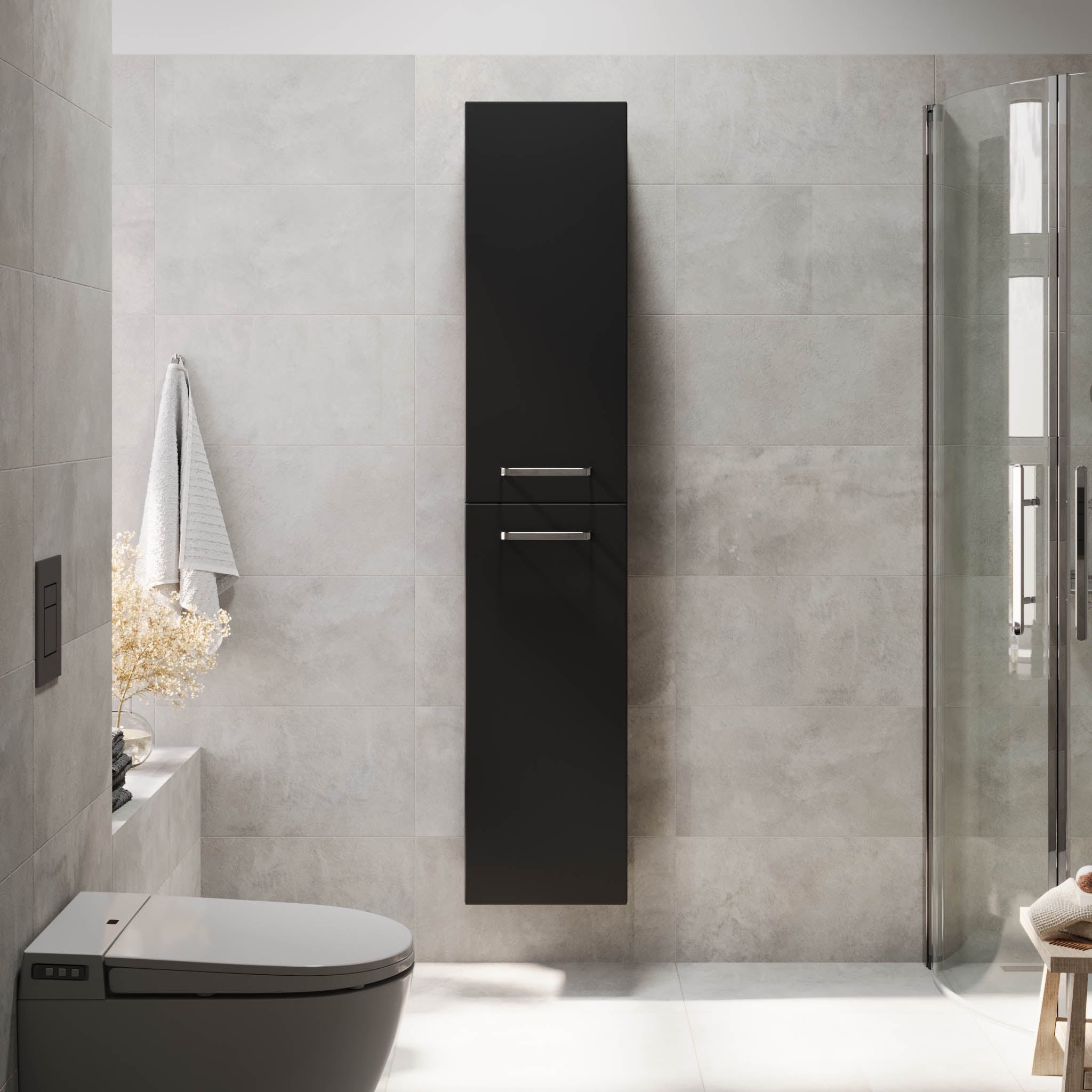 Voss Högskåp - Matt Svart - Högskåp - BATH DELUXE - PRESTIGE - 70-035-54-02-60 - BATHDELUXE SWEDEN