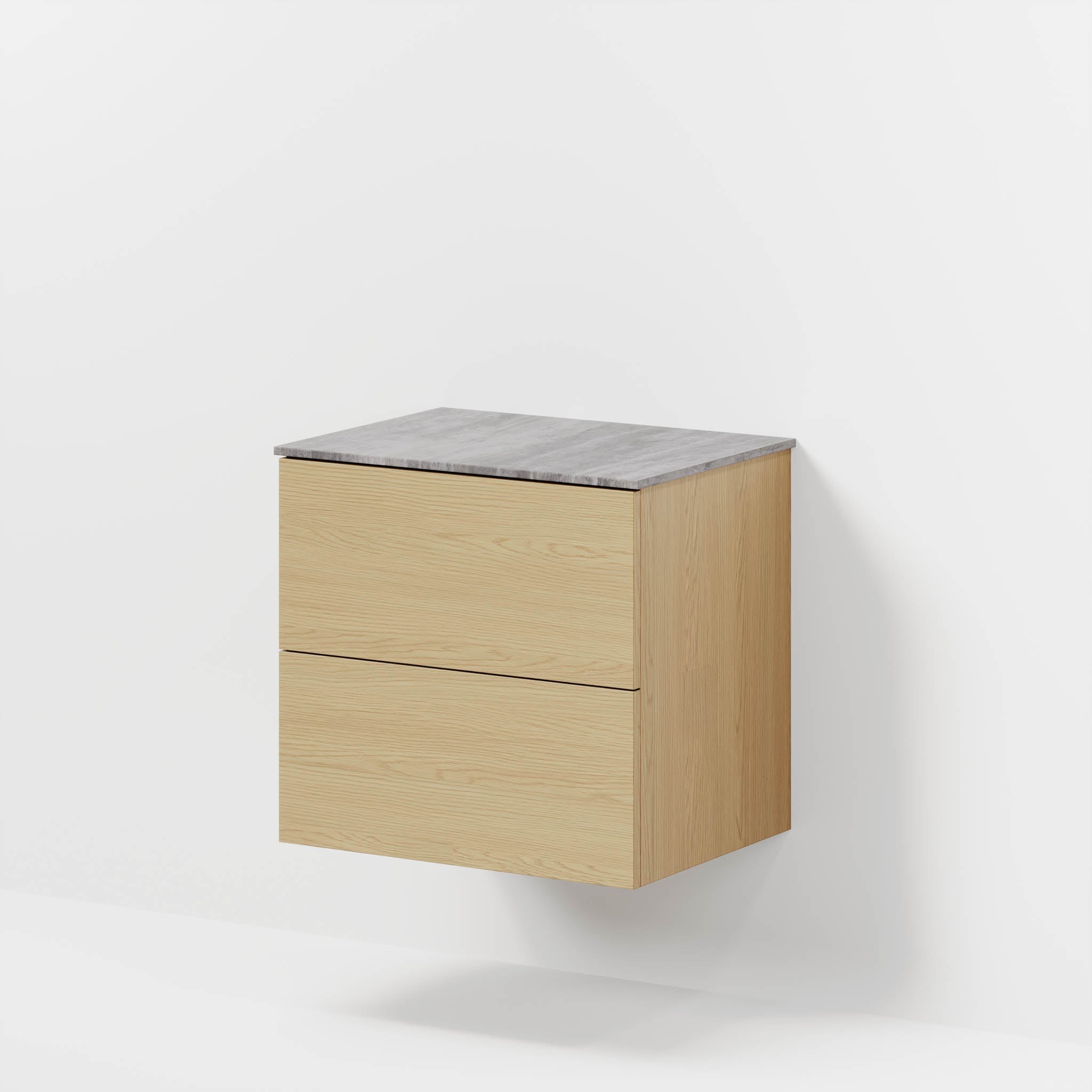 Badrumsmöbel med klassiska fronter – 60x46x56 cm – ek – melaminbänkskiva i betonglook – Vinderup - Tvättställsskåp - Bath Deluxe - 70-060-11-86-80 - BATHDELUXE SWEDEN
