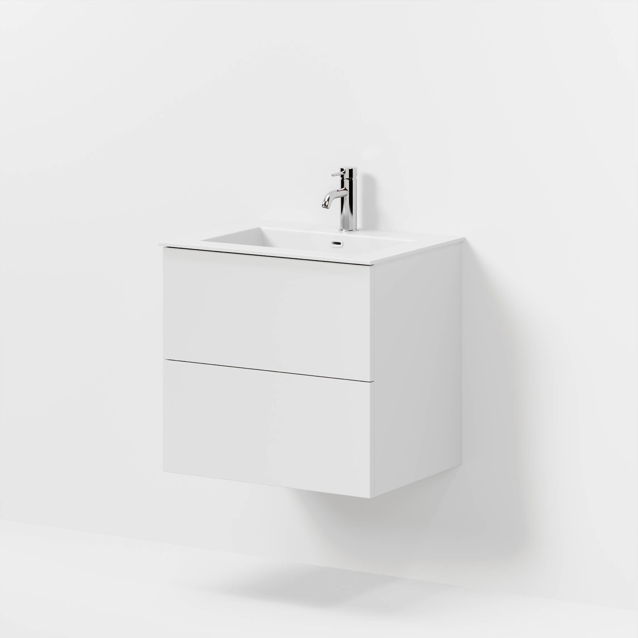 Badrumsmöbel med klassiska fronter - 60x46x57 cm - mattvit - tvättställ i solid surface - Viborg - Tvättställsskåp - Bath Deluxe - 70-060-52-01-80 - BATHDELUXE SWEDEN