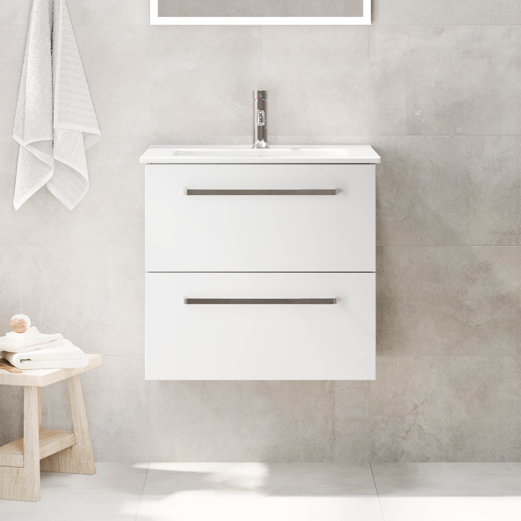 Voss, Furniture Set - Basin & Cabinet, White Mat - 60 cm - MASTERSTORE - 8595677194296 - Furniture Set - Basin & Cabinet - 70-060-54-01-60 - 8595677194296