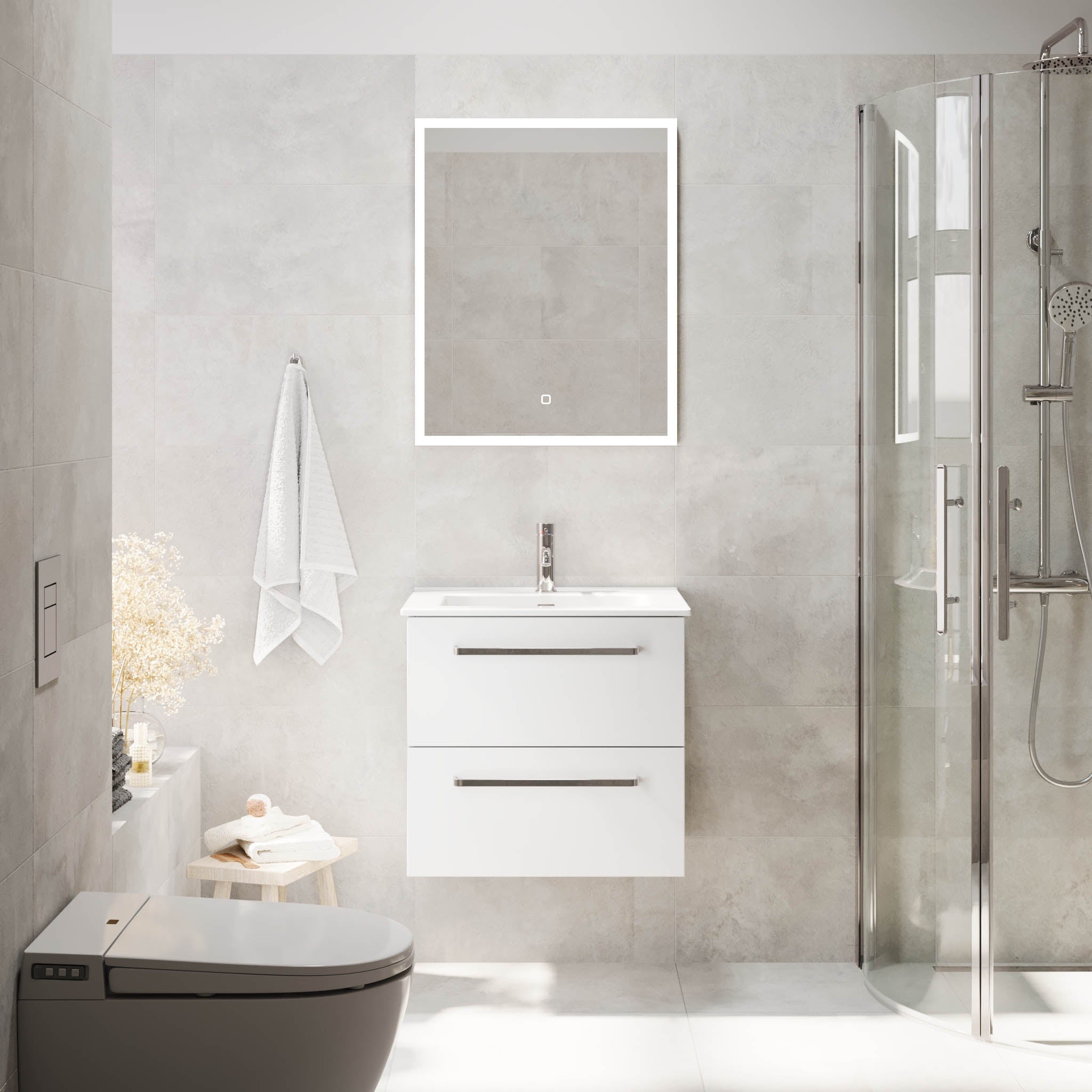 Voss Badrumsmöbel - Vit Matt - Badrumsmöbel - BATH DELUXE - PRESTIGE - 70-060-54-01-60 - BATHDELUXE SWEDEN