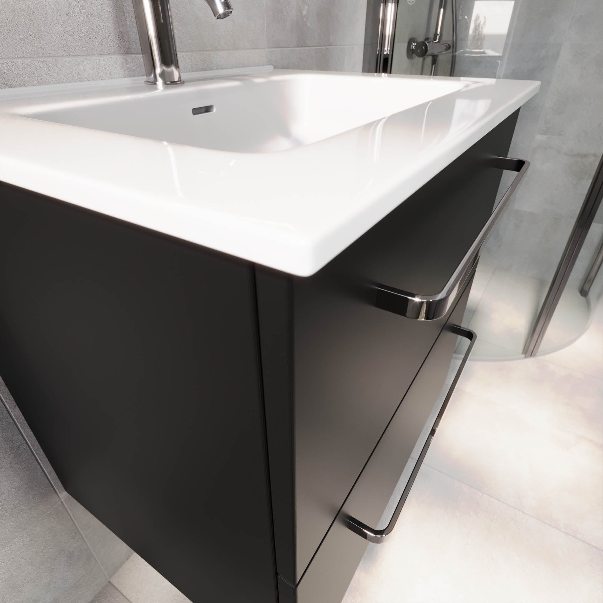 Voss, Furniture Set - Basin & Cabinet, Black Mat - 60 cm - MASTERSTORE - 8595677194357 - Furniture Set - Basin & Cabinet - 70-060-54-02-60 - 8595677194357