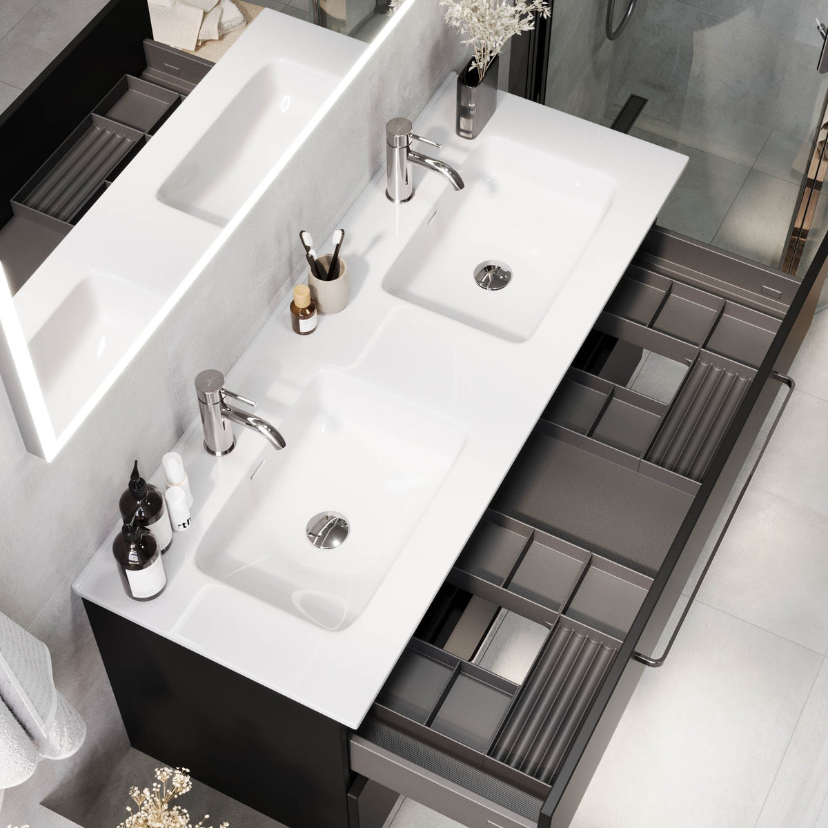 Voss, Furniture Set - Basin & Cabinet, Black Mat - 60 cm - MASTERSTORE - 8595677194357 - Furniture Set - Basin & Cabinet - 70-060-54-02-60 - 8595677194357
