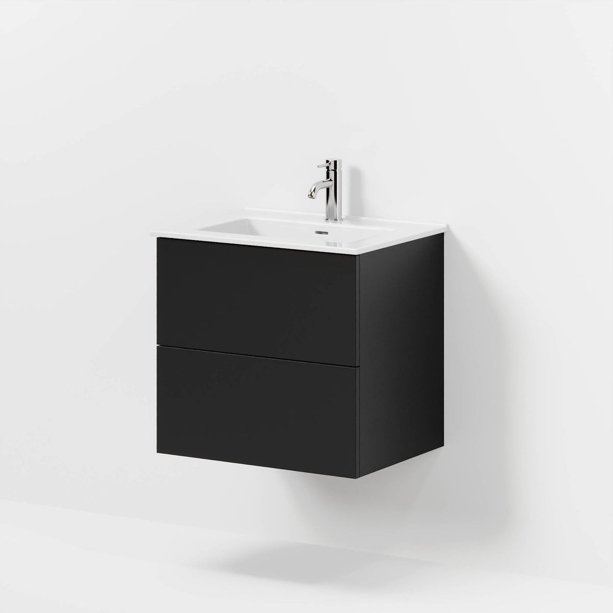 Badrumsmöbel med klassiska Fronter - 60x46x57 cm - Matt svart - Porslin tvättställ - Vestberg - Tvättställsskåp - Bath Deluxe - Vestbjerg - 70-060-54-02-80 - BATHDELUXE SWEDEN
