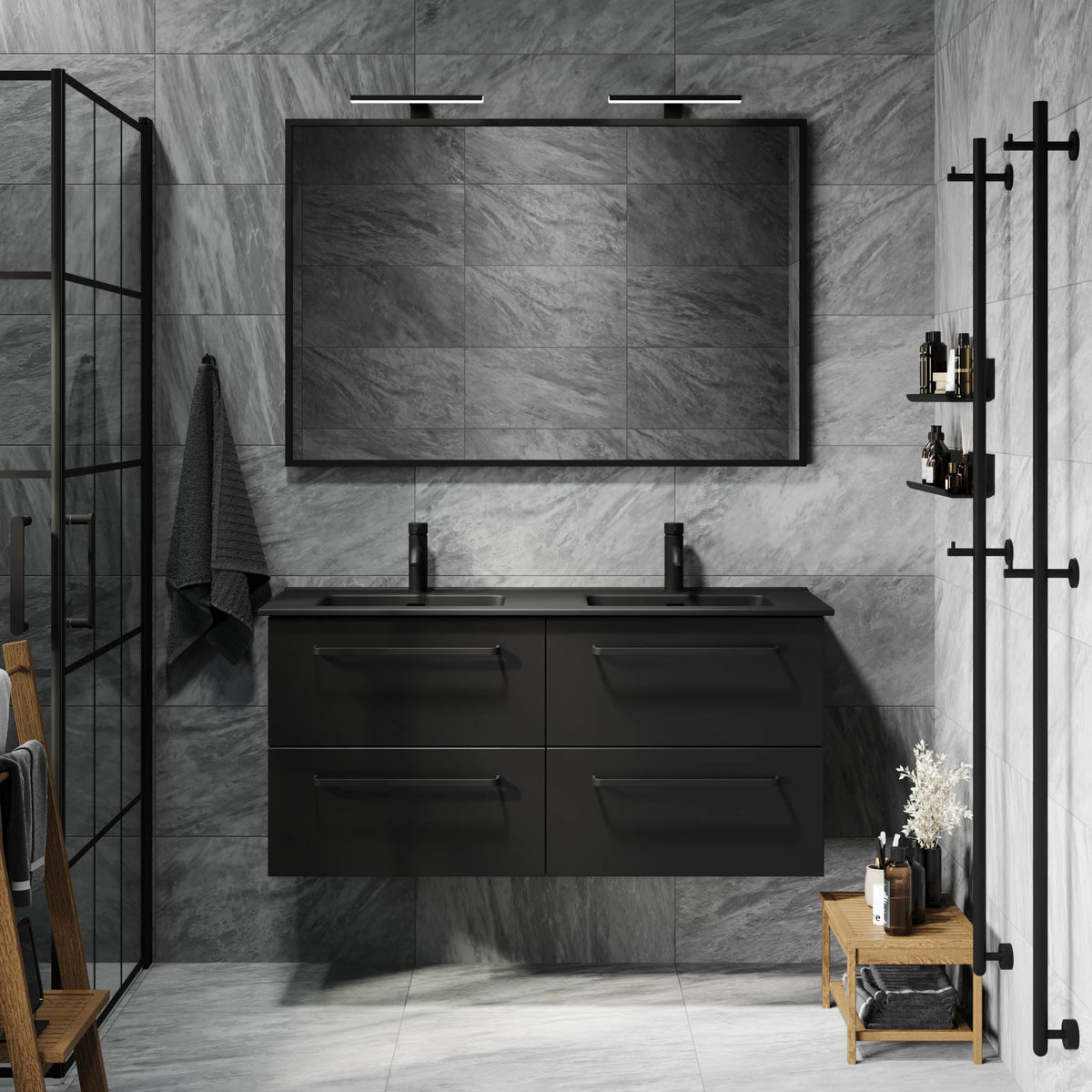 Vegsund, Furniture Set - Basin & Cabinet, Black Mat - 60 cm - MASTERSTORE - 8595677194432 - Furniture Set - Basin & Cabinet - 70-060-56-02-60 - 8595677194432