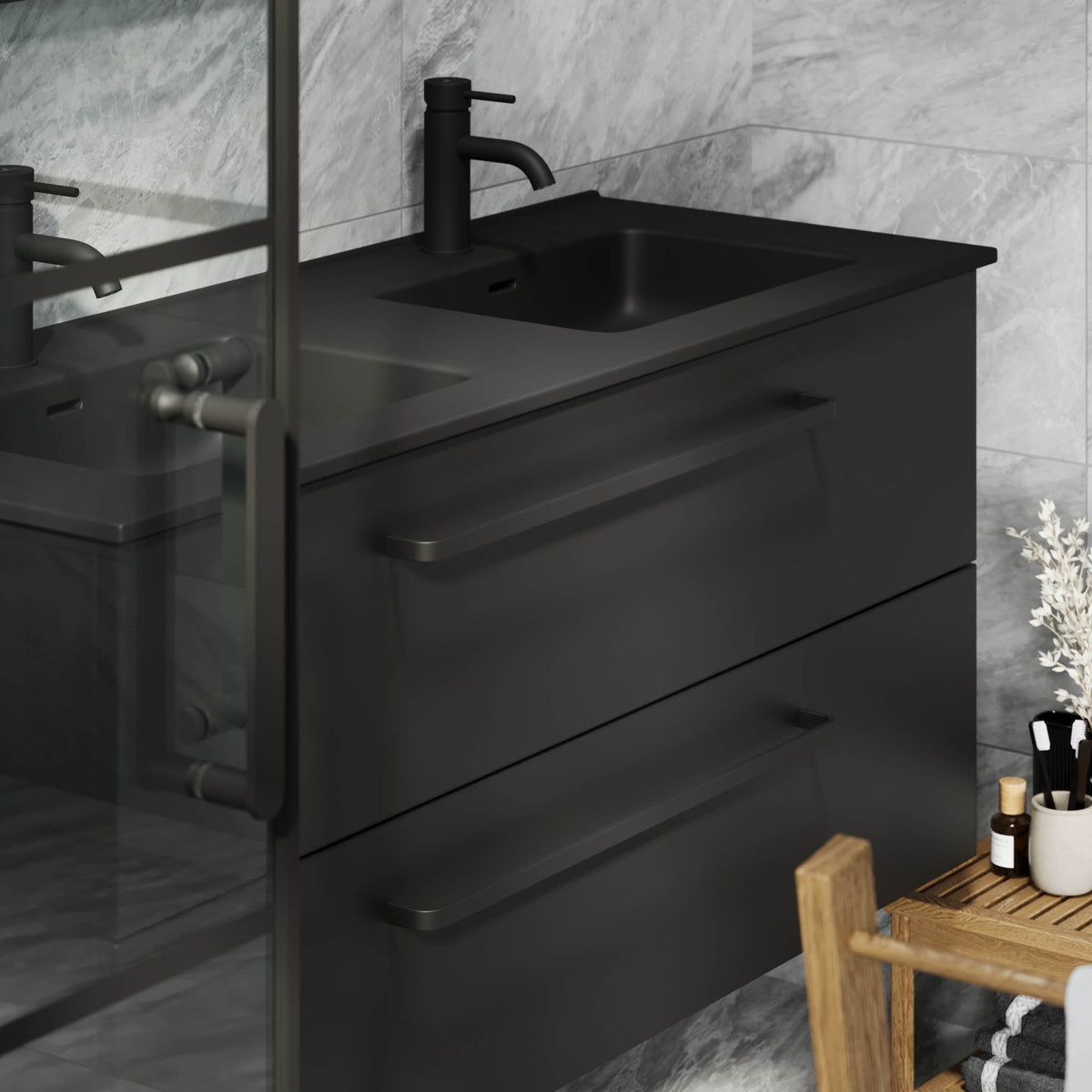 Vegsund, Furniture Set - Basin & Cabinet, Black Mat - 60 cm - MASTERSTORE - 8595677194432 - Furniture Set - Basin & Cabinet - 70-060-56-02-60 - 8595677194432