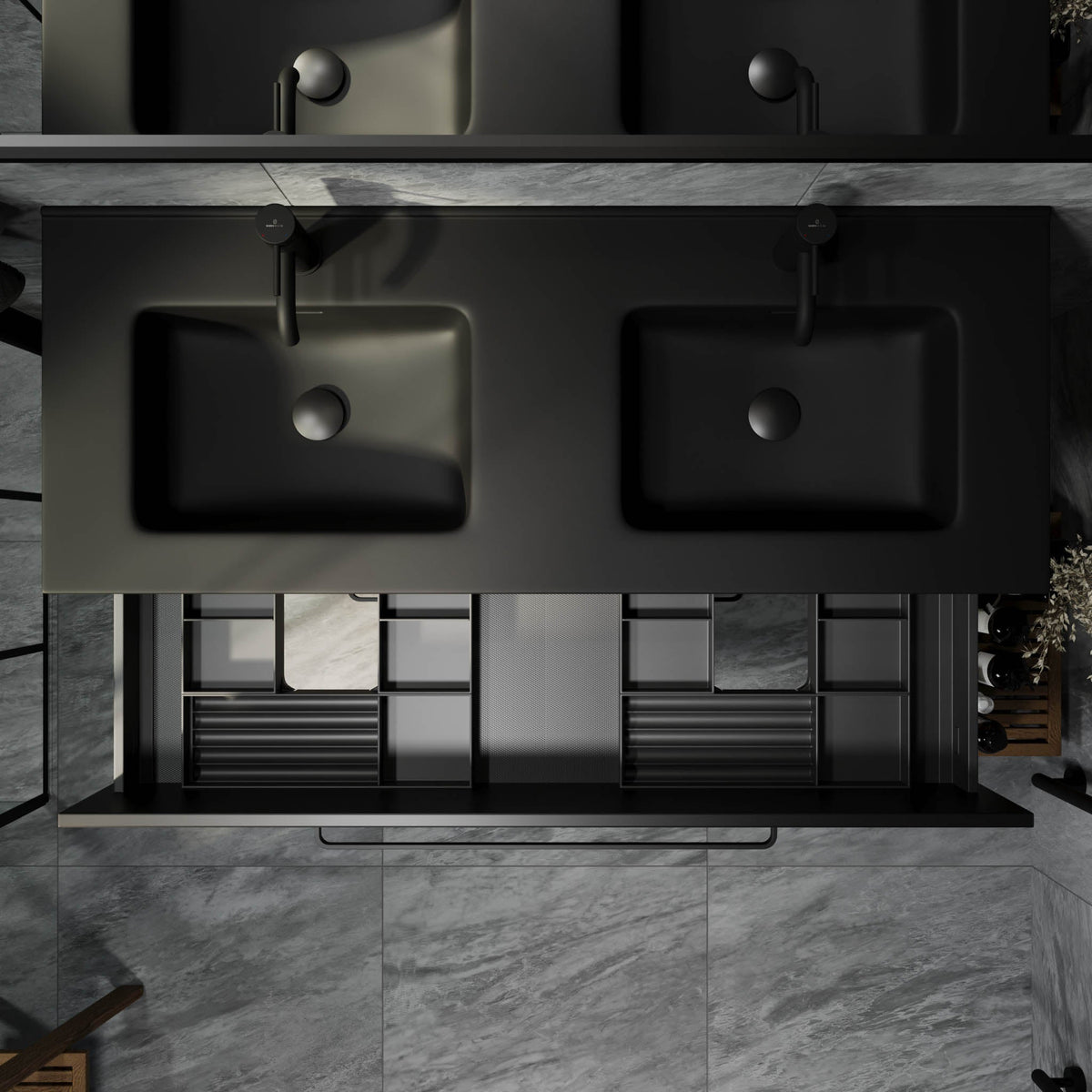 Vegsund, Furniture Set - Basin & Cabinet, Black Mat - 60 cm - MASTERSTORE - 8595677194432 - Furniture Set - Basin & Cabinet - 70-060-56-02-60 - 8595677194432