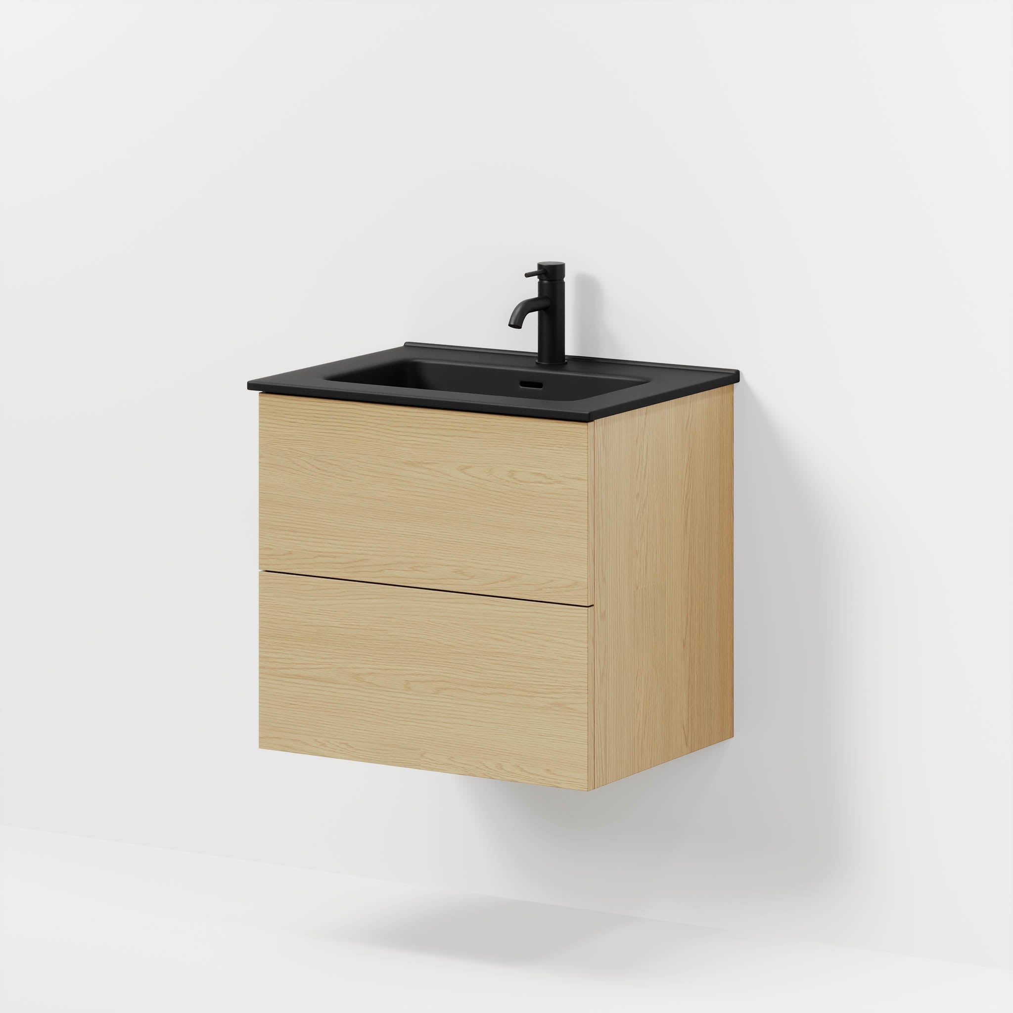 Badrumsmöbel med klassiska fronter - 60x46x57 cm - ek - vitt porslinstvättställ - Vadum - Tvättställsskåp - Bath Deluxe - 70-060-56-86-80 - BATHDELUXE SWEDEN