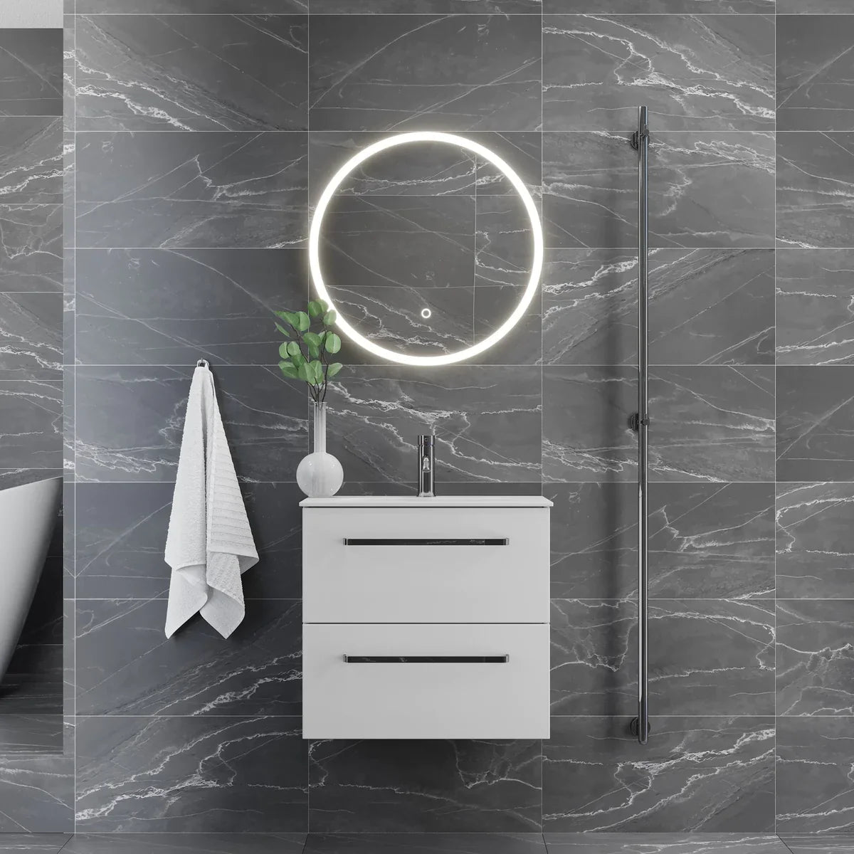 Vestby Slimline Badrumsmöbel, Vit Matt - Tvättställsskåp - BATH DELUXE - PRESTIGE - 70 - 060 - 72 - 01 - 30 - BATHDELUXE SWEDEN