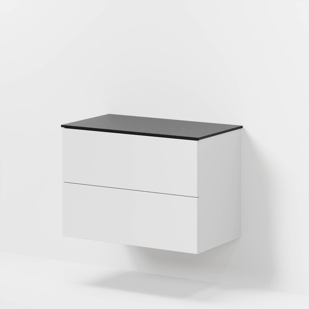 Badrumsmöbel med klassiska fronter – 80x46x56 cm – matt vit – melaminbänkskiva i matt svart – Virklund - Tvättställsskåp - Bath Deluxe - 70-080-10-01-80 - BATHDELUXE SWEDEN