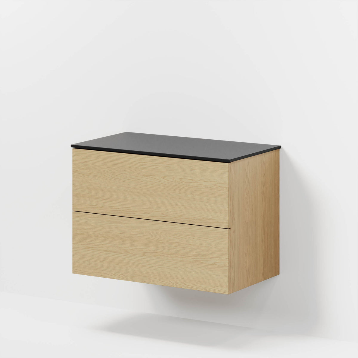 Badrumsmöbel med klassiska fronter – 80x46x56 cm – ek – melaminbänkskiva i matt svart – Virklund - Tvättställsskåp - Bath Deluxe - 70-080-10-86-80 - BATHDELUXE SWEDEN
