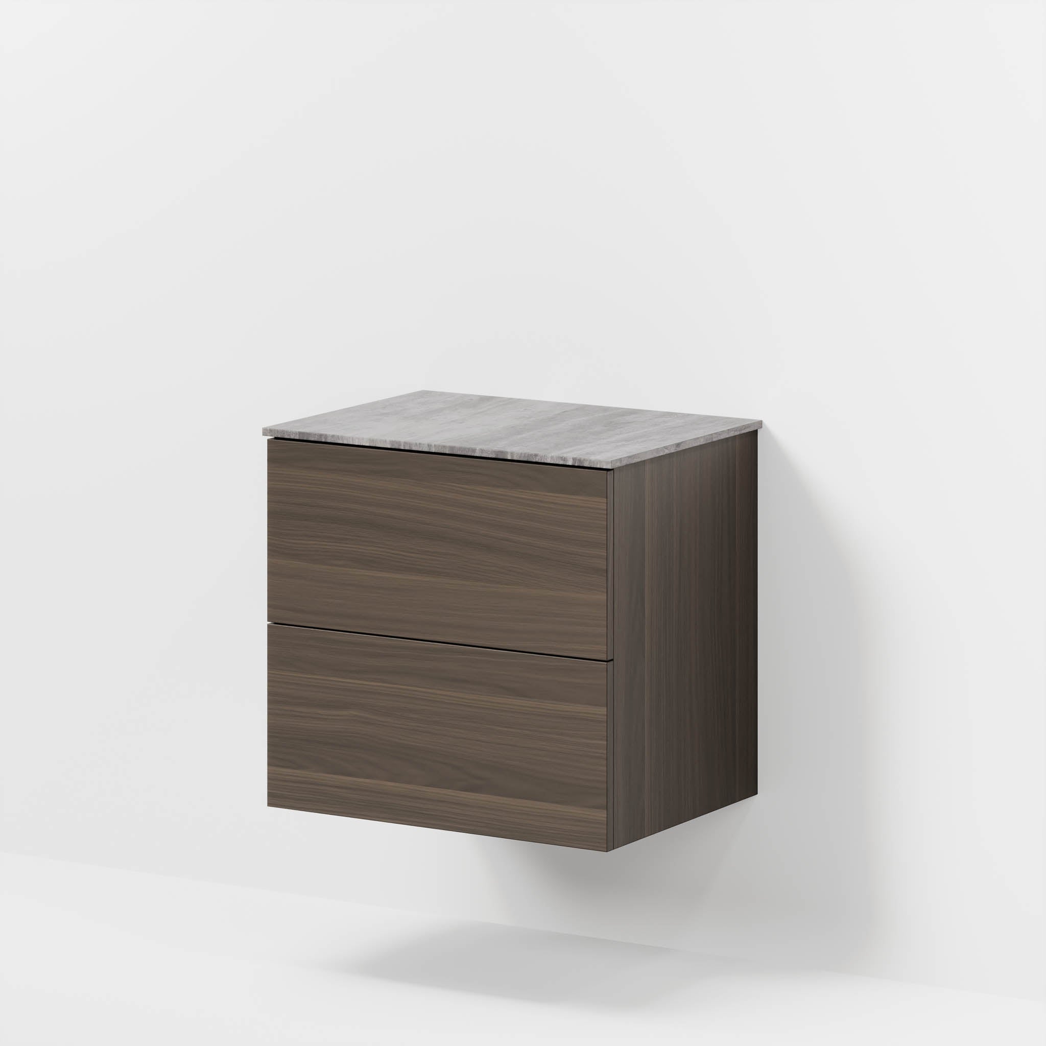 Badrumsmöbel med klassiska fronter – 80x46x56 cm – valnöt – melaminbänkskiva i betonglook – Vinderup - Tvättställsskåp - Bath Deluxe - 70-080-11-84-80 - BATHDELUXE SWEDEN