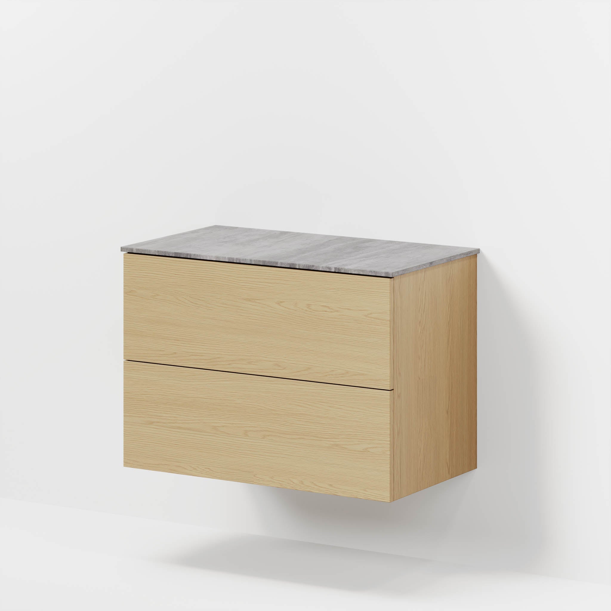 Badrumsmöbel med klassiska fronter – 80x46x56 cm – ek – melaminbänkskiva i betonglook – Vinderup - Tvättställsskåp - Bath Deluxe - 70-080-11-86-80 - BATHDELUXE SWEDEN