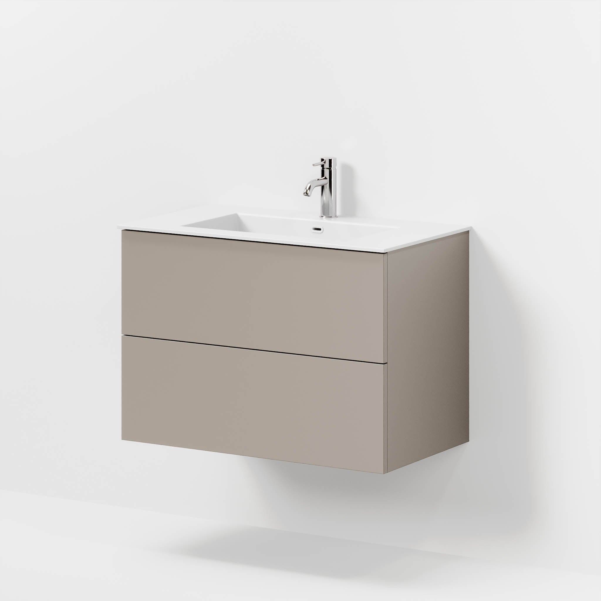 Badrumsmöbel med klassiska fronter - 80x46x57 cm - dämpad sand - tvättställ i solid surface - Viborg - Tvättställsskåp - Bath Deluxe - 70-080-52-30-80 - BATHDELUXE SWEDEN
