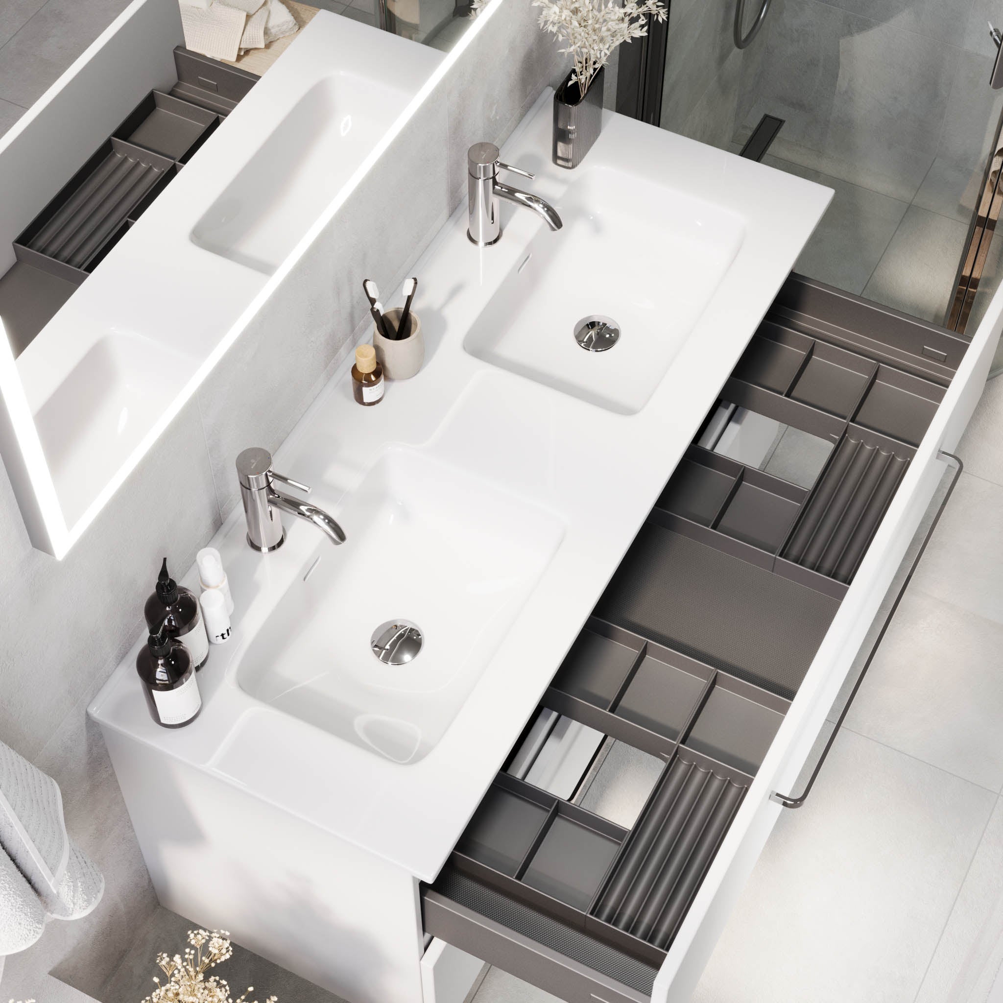 Voss Badrumsmöbel - Vit Matt - Badrumsmöbel - BATH DELUXE - PRESTIGE - 70-080-54-01-60 - BATHDELUXE SWEDEN