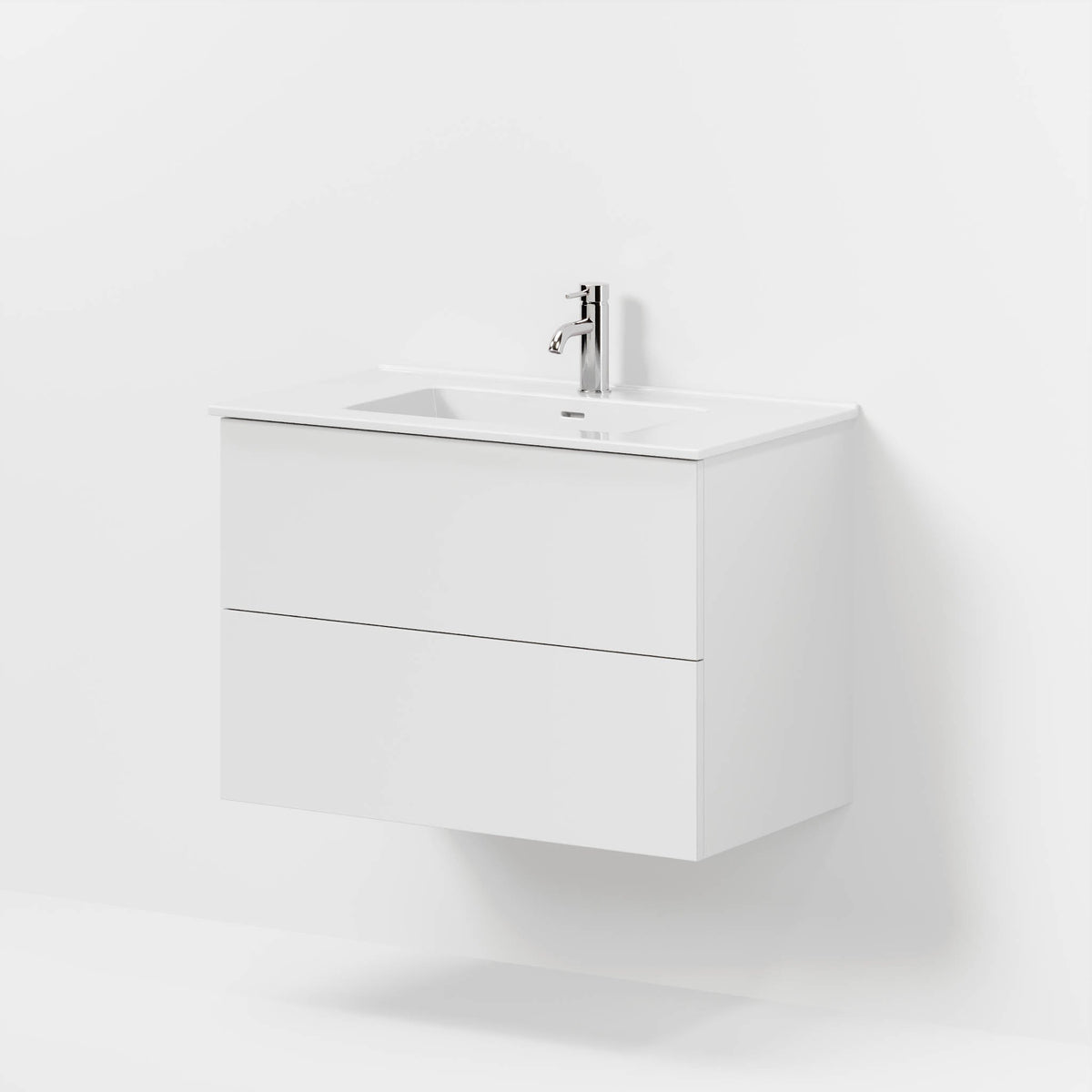 Badrumsmöbel med klassiska Fronter - 80x46x57 cm - matt vit - Porslin tvättställ - Vestbjerg - Tvättställsskåp - Bath Deluxe - Vestbjerg - 70-080-54-01-80 - BATHDELUXE SWEDEN