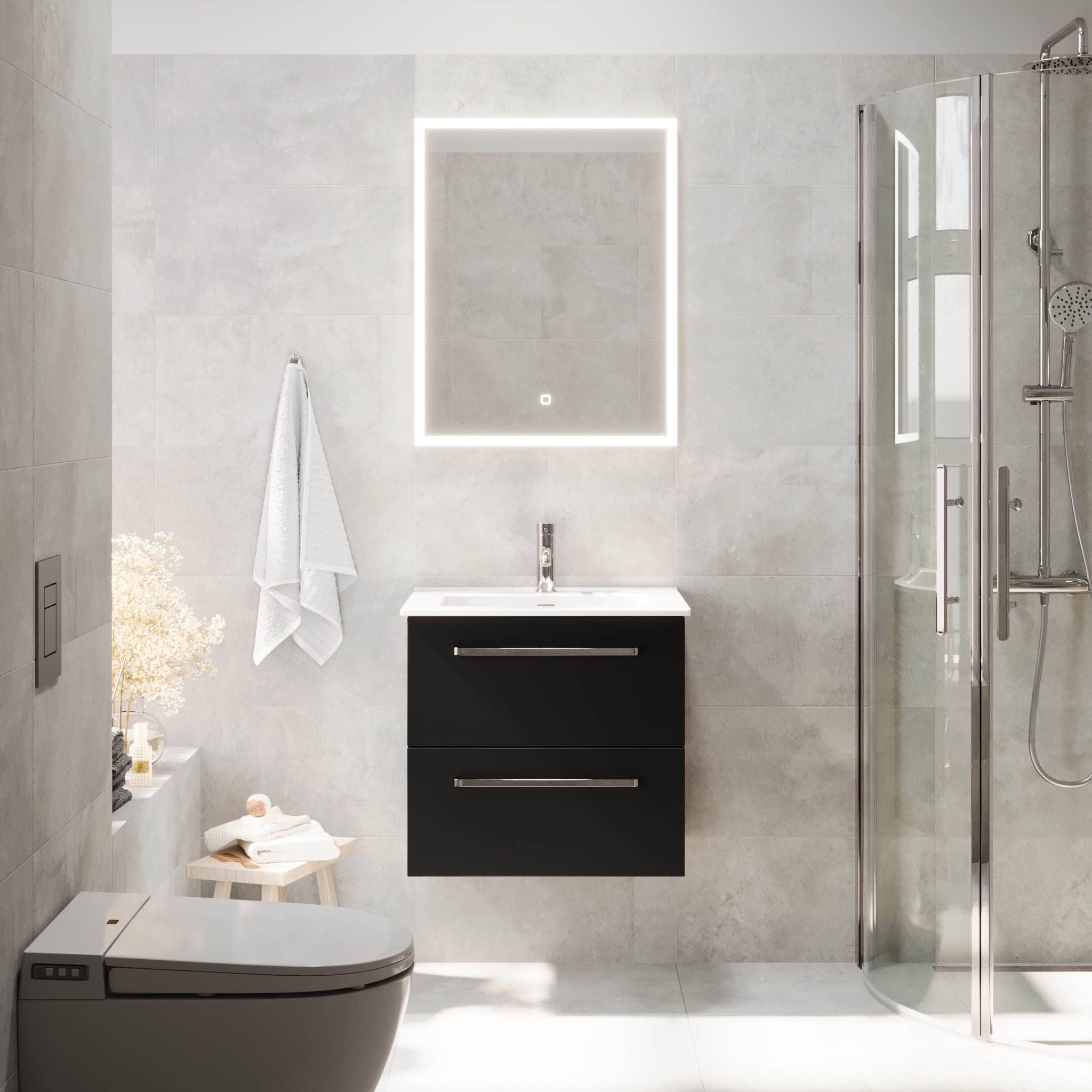 Voss, Furniture Set - Basin & Cabinet, Black Mat - 80 cm - MASTERSTORE - 8595677194364 - Furniture Set - Basin & Cabinet - 70-080-54-02-60 - 8595677194364