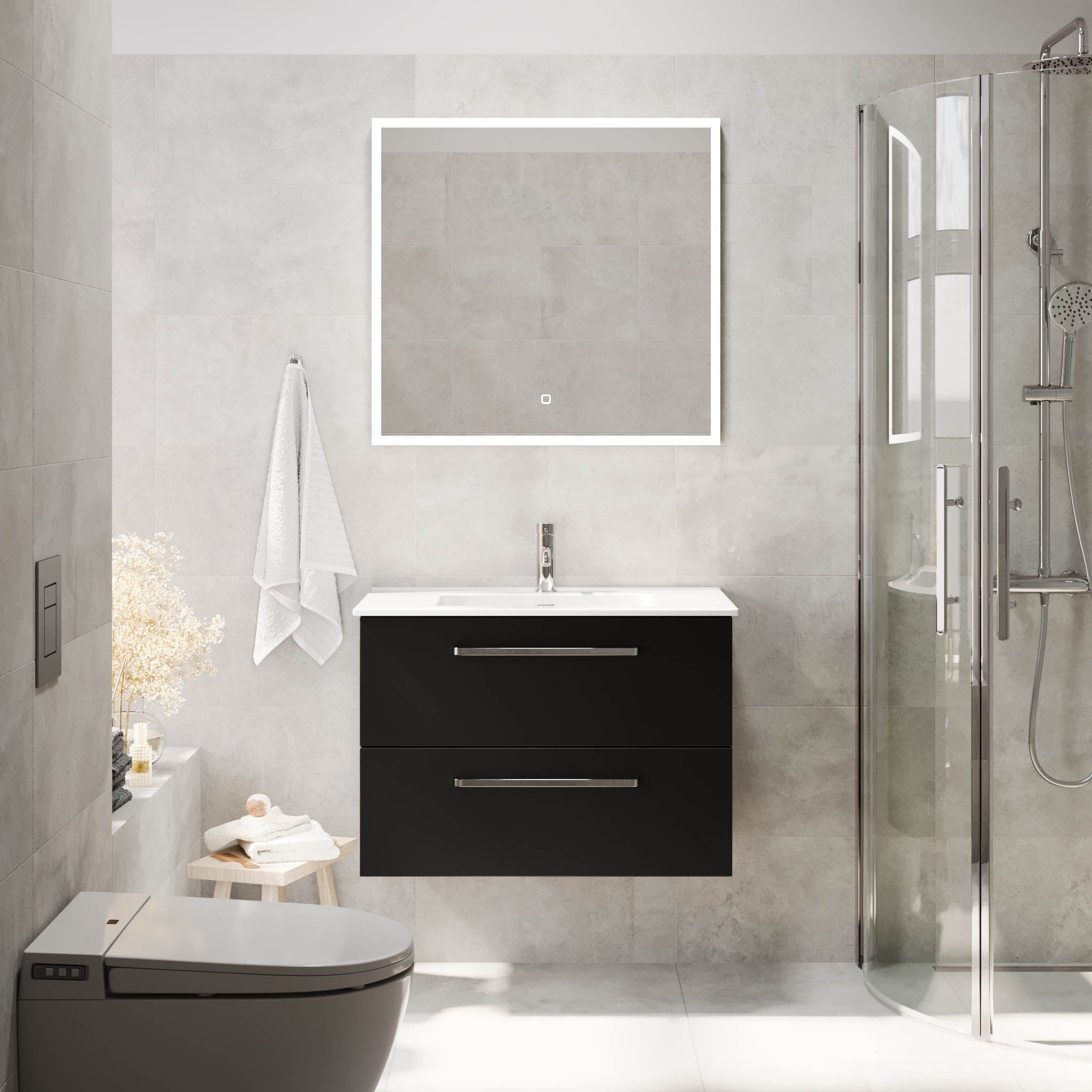 Voss Badrumsmöbel - Matt Svart - Badrumsmöbel - BATH DELUXE - PRESTIGE - 70-080-54-02-60 - BATHDELUXE SWEDEN