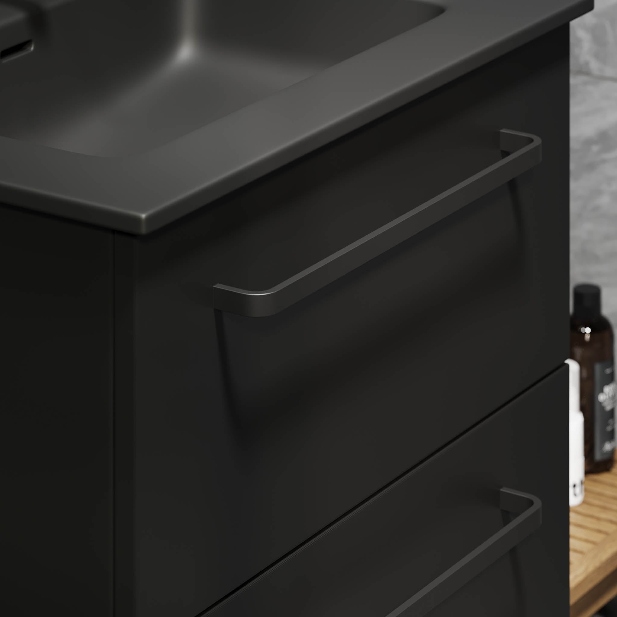 Vegsund Badrumsmöbel – Matt Svart med svarta handtag - Badrumsmöbel - BATH DELUXE - PRESTIGE - 70-080-56-02-60 - BATHDELUXE SWEDEN