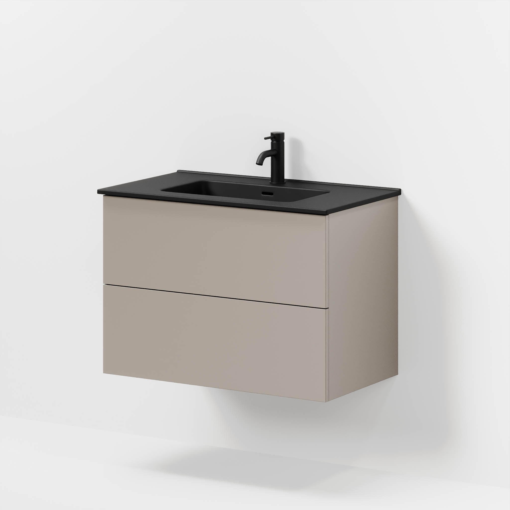 Badrumsmöbel med klassiska fronter - 80x46x57 cm - dämpad sand - vitt porslinstvättställ - Vadum - Tvättställsskåp - Bath Deluxe - 70-080-56-30-80 - BATHDELUXE SWEDEN