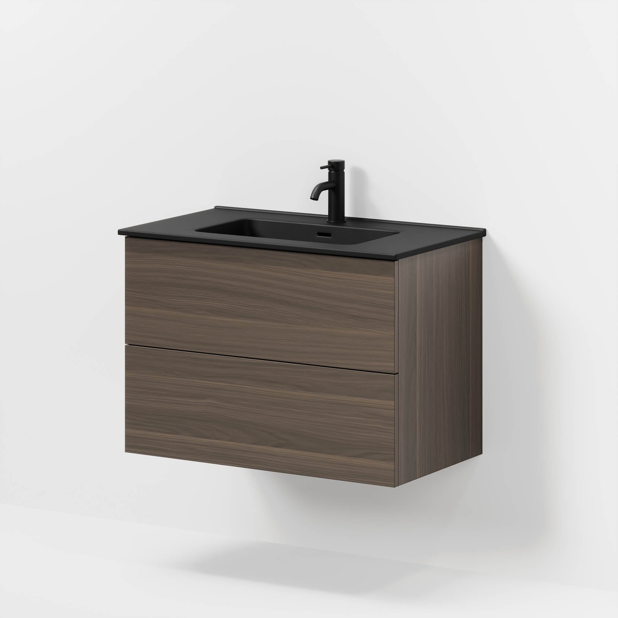 Badrumsmöbel med klassiska fronter - 80x46x57 cm - valnöt - vitt porslinstvättställ - Vadum - Tvättställsskåp - Bath Deluxe - 70-080-56-84-80 - BATHDELUXE SWEDEN