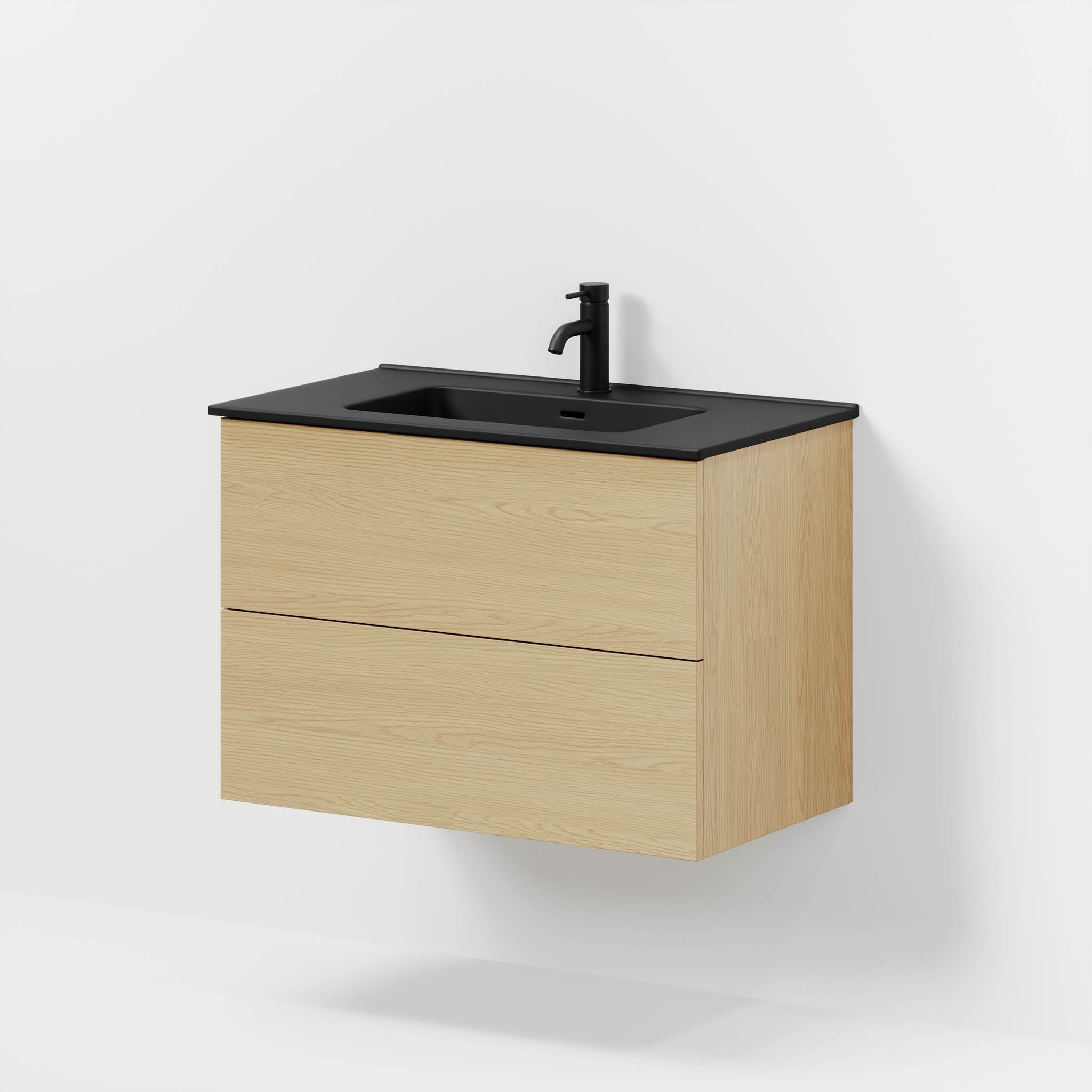 Badrumsmöbel med klassiska fronter - 80x46x57 cm - ek - vitt porslinstvättställ - Vadum - Tvättställsskåp - Bath Deluxe - 70-080-56-86-80 - BATHDELUXE SWEDEN