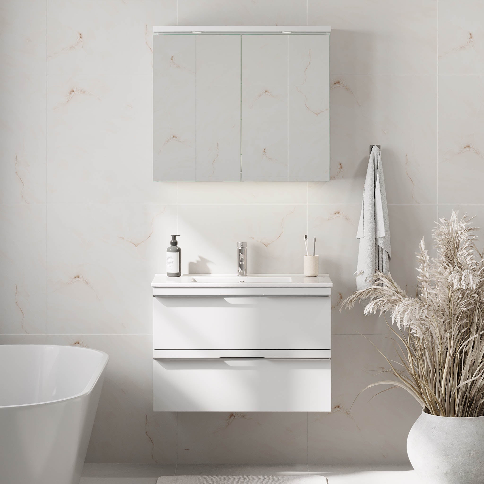 Verdal Slimline Badrumsmöbel, Vit Matt - Tvättställsskåp - BATH DELUXE - PRESTIGE - 70 - 080 - 70 - 01 - 31 - BATHDELUXE SWEDEN
