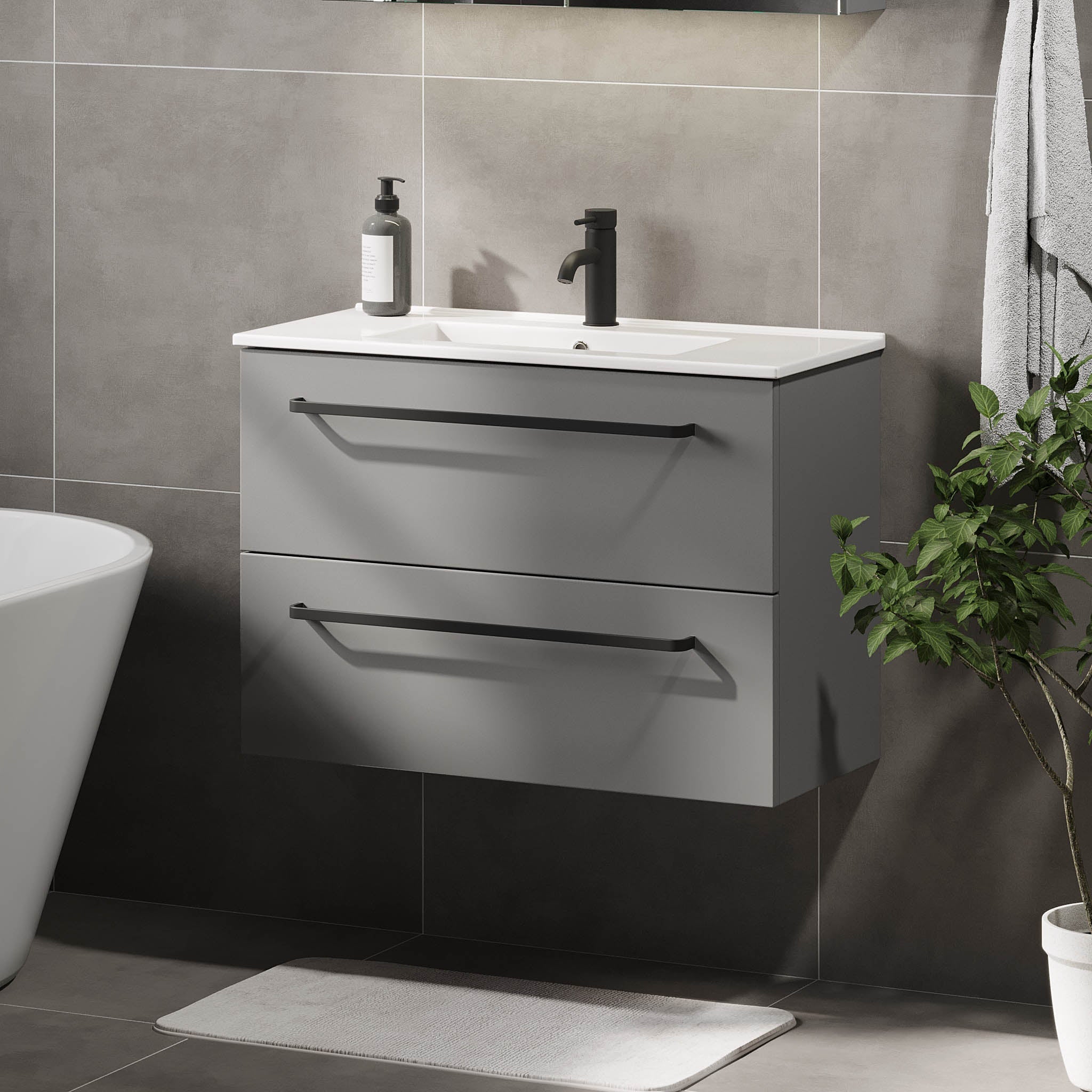 Vegsund Tvättställsskåp Slimline, Grå Matt - Tvättställsskåp - BATH DELUXE - PRESTIGE - 70 - 080 - 70 - 03 - 30 - BATHDELUXE SWEDEN