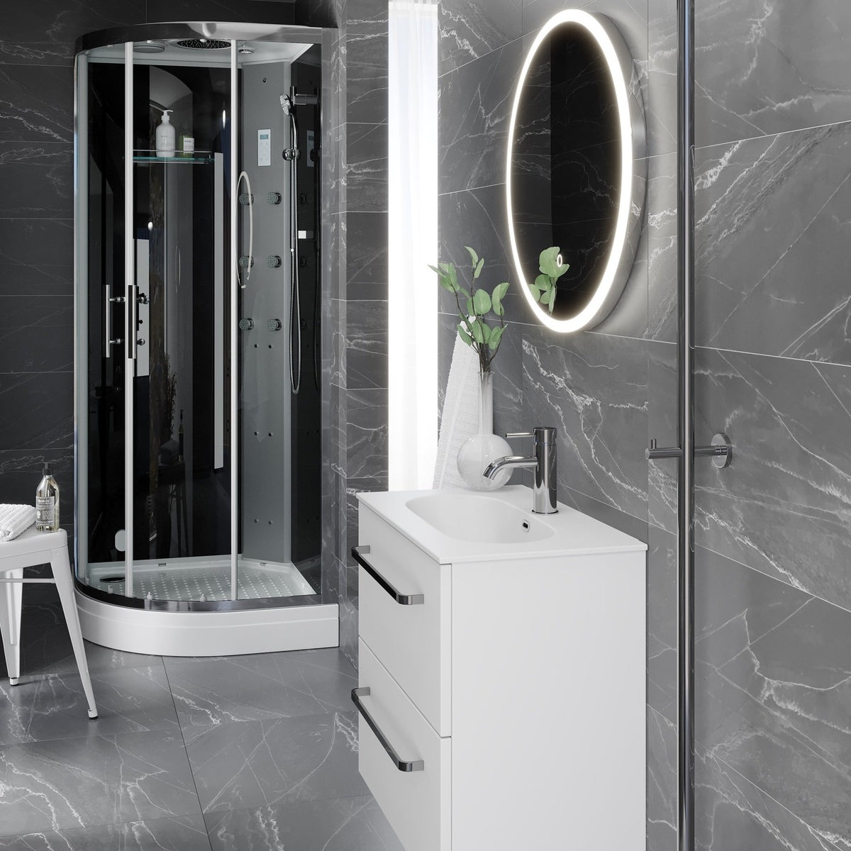 Vestby Slimline Badrumsmöbel, Vit Matt - Tvättställsskåp - BATH DELUXE - PRESTIGE - 70 - 080 - 72 - 01 - 30 - BATHDELUXE SWEDEN