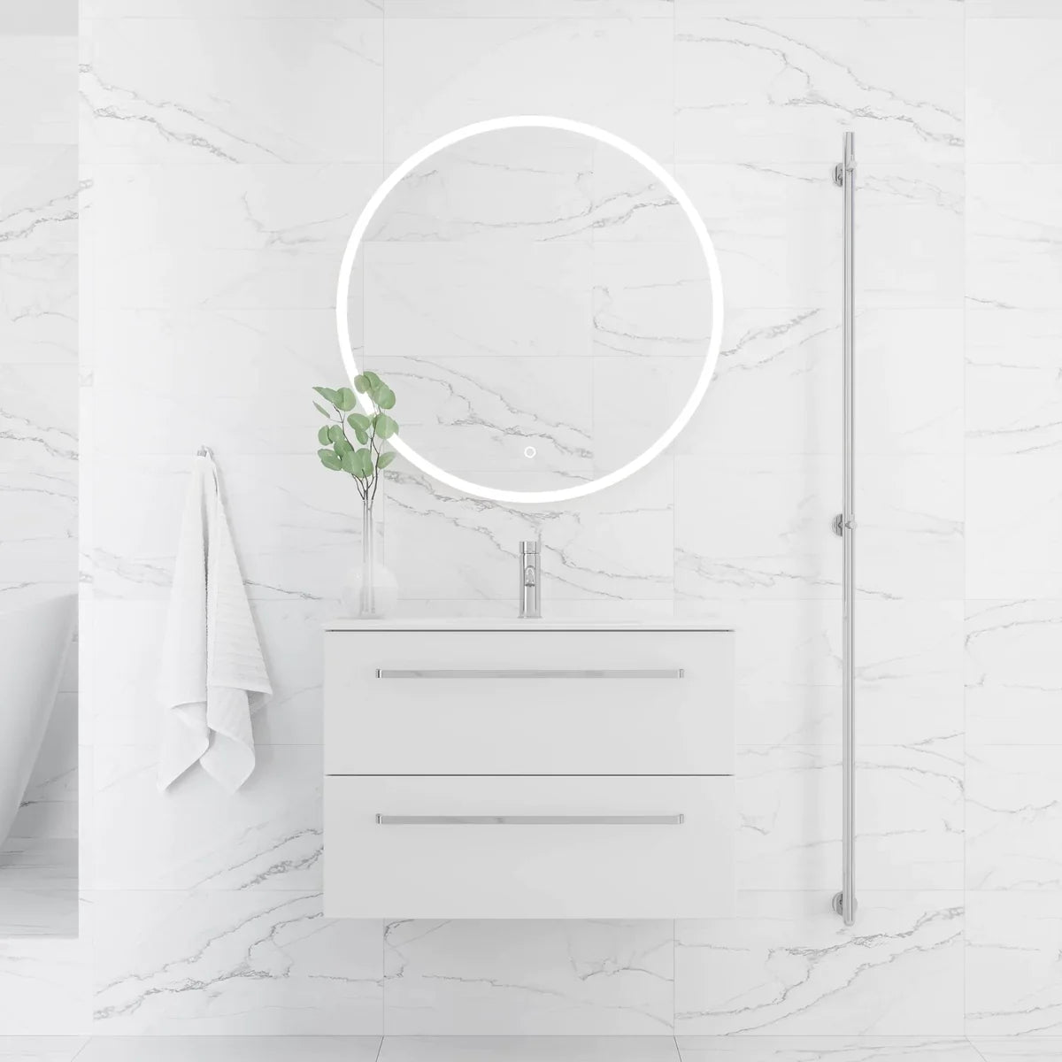 Vestby Slimline Badrumsmöbel, Vit Matt - Tvättställsskåp - BATH DELUXE - PRESTIGE - 70 - 080 - 72 - 01 - 30 - BATHDELUXE SWEDEN