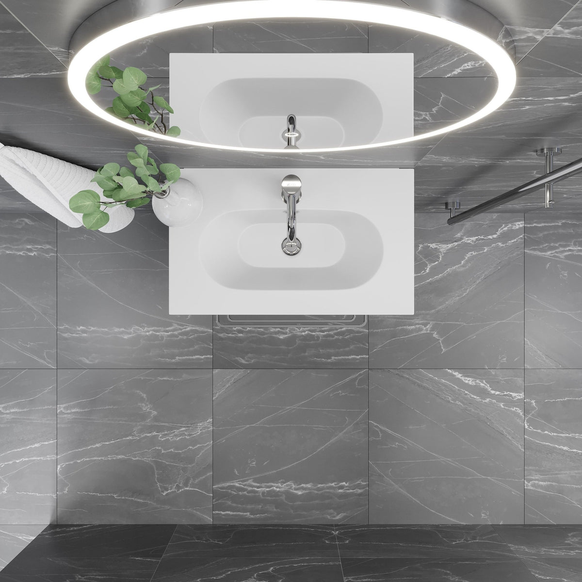 Vestby Slimline Badrumsmöbel, Vit Matt - Tvättställsskåp - BATH DELUXE - PRESTIGE - 70 - 080 - 72 - 01 - 30 - BATHDELUXE SWEDEN