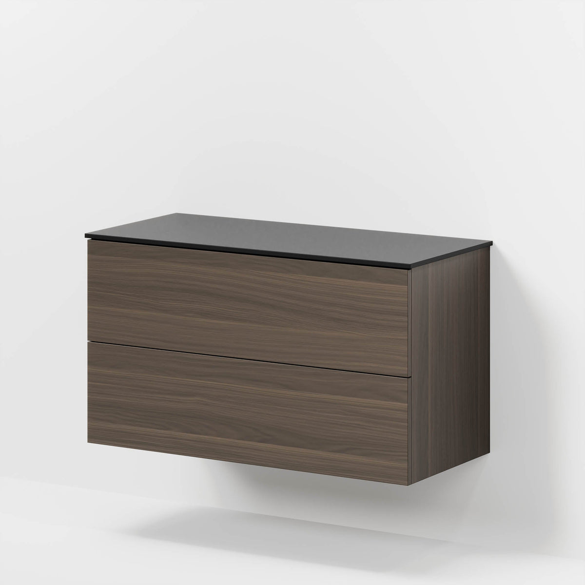 Badrumsmöbel med klassiska Fronter - 100x46x56 cm - valnöt - melaminbänkskiva i Matt svart - Virklund - Tvättställsskåp - Bath Deluxe - Virklund - 70-100-10-84-80 - BATHDELUXE SWEDEN