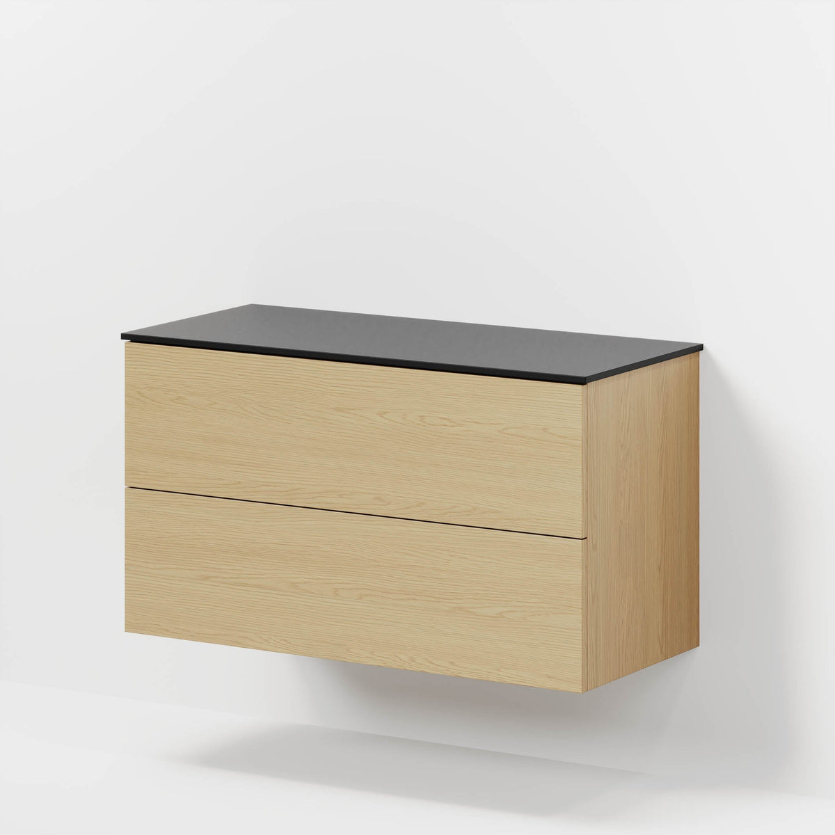 Badrumsmöbel med klassiska Fronter - 100x46x56 cm - ek - melaminbänkskiva i Matt svart - Virklund - Tvättställsskåp - Bath Deluxe - Virklund - 70-100-10-86-80 - BATHDELUXE SWEDEN