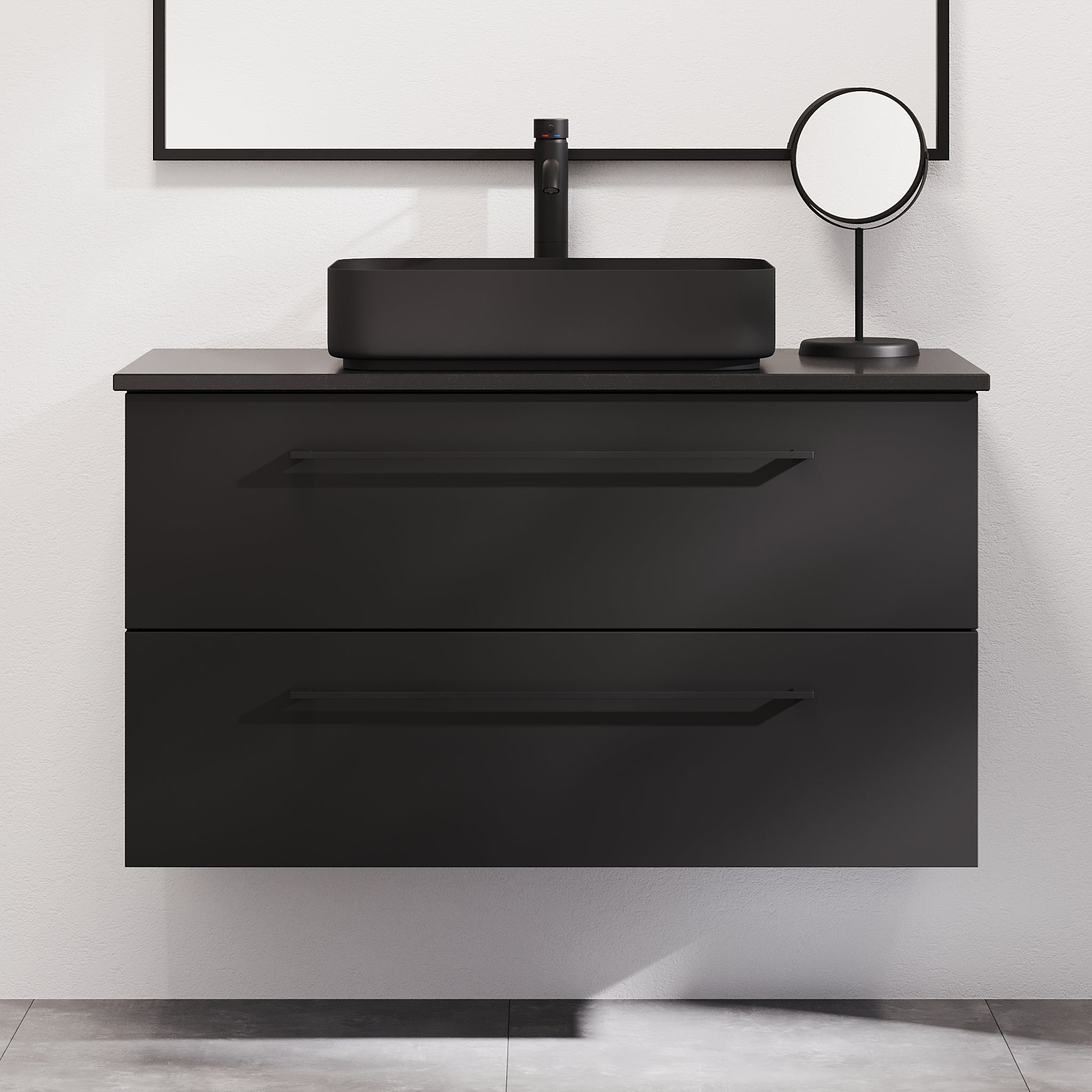 Vårhus Badrumsmöbel, Svart Matt - Tvättställsskåp - BATH DELUXE - PRESTIGE - 70 - 100 - 32 - 02 - 40 - BATHDELUXE SWEDEN
