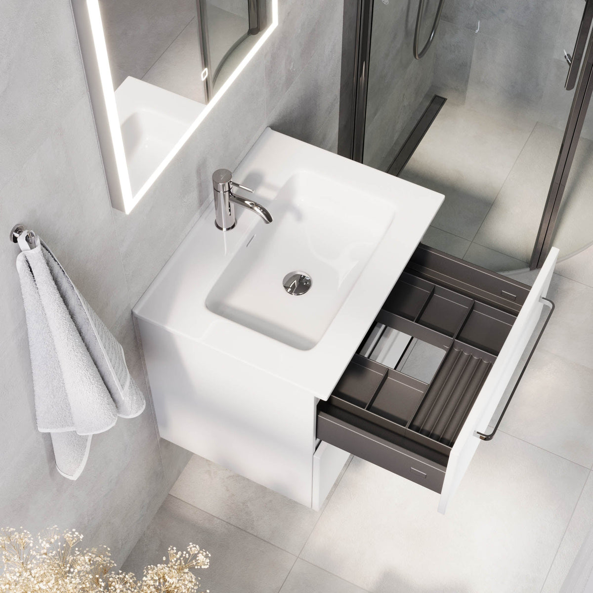 Voss, Furniture Set - Basin & Cabinet, White Mat - 100 cm - MASTERSTORE - 8595677194319 - Furniture Set - Basin & Cabinet - 70-100-54-01-60 - 8595677194319