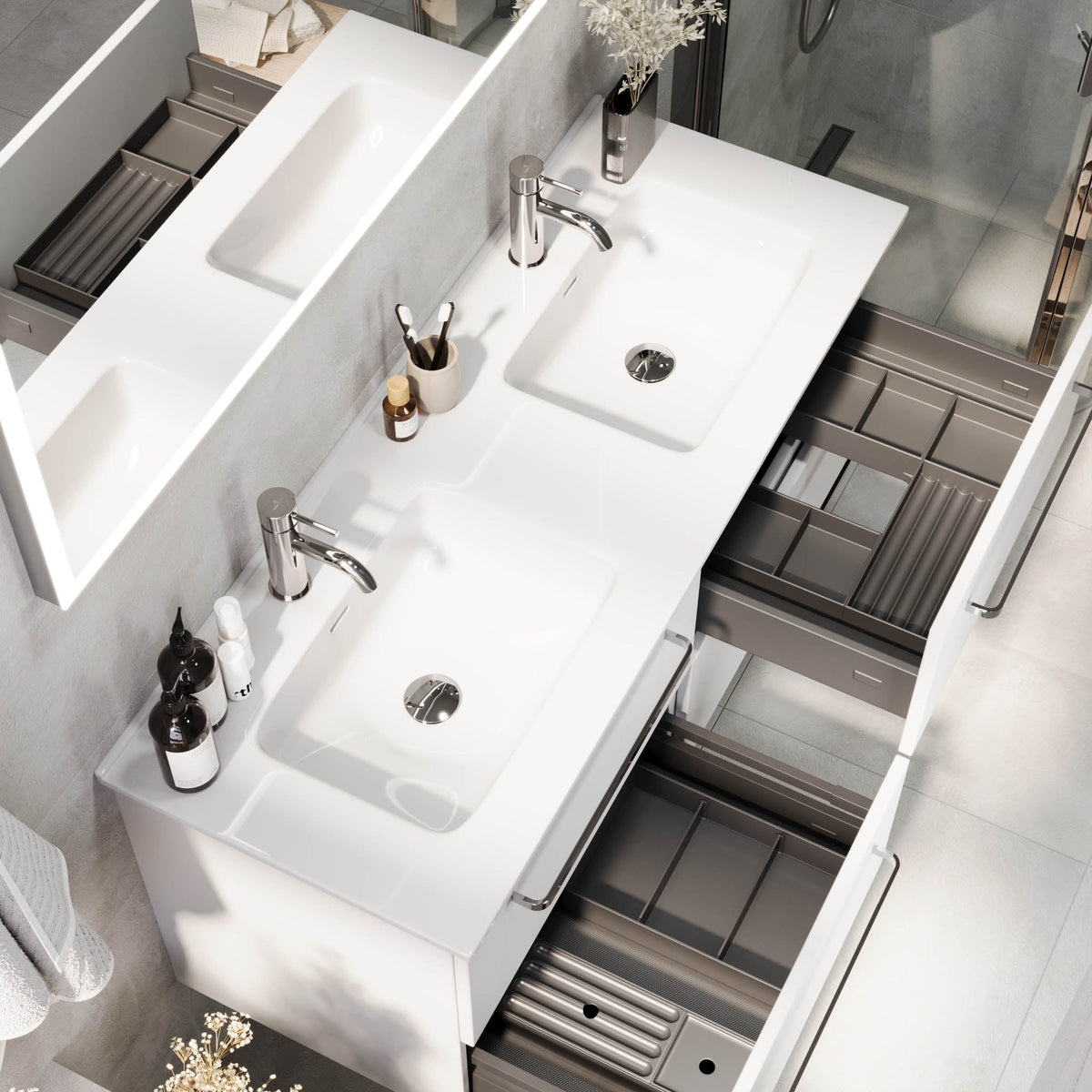 Voss, Furniture Set - Basin & Cabinet, White Mat - 100 cm - MASTERSTORE - 8595677194319 - Furniture Set - Basin & Cabinet - 70-100-54-01-60 - 8595677194319