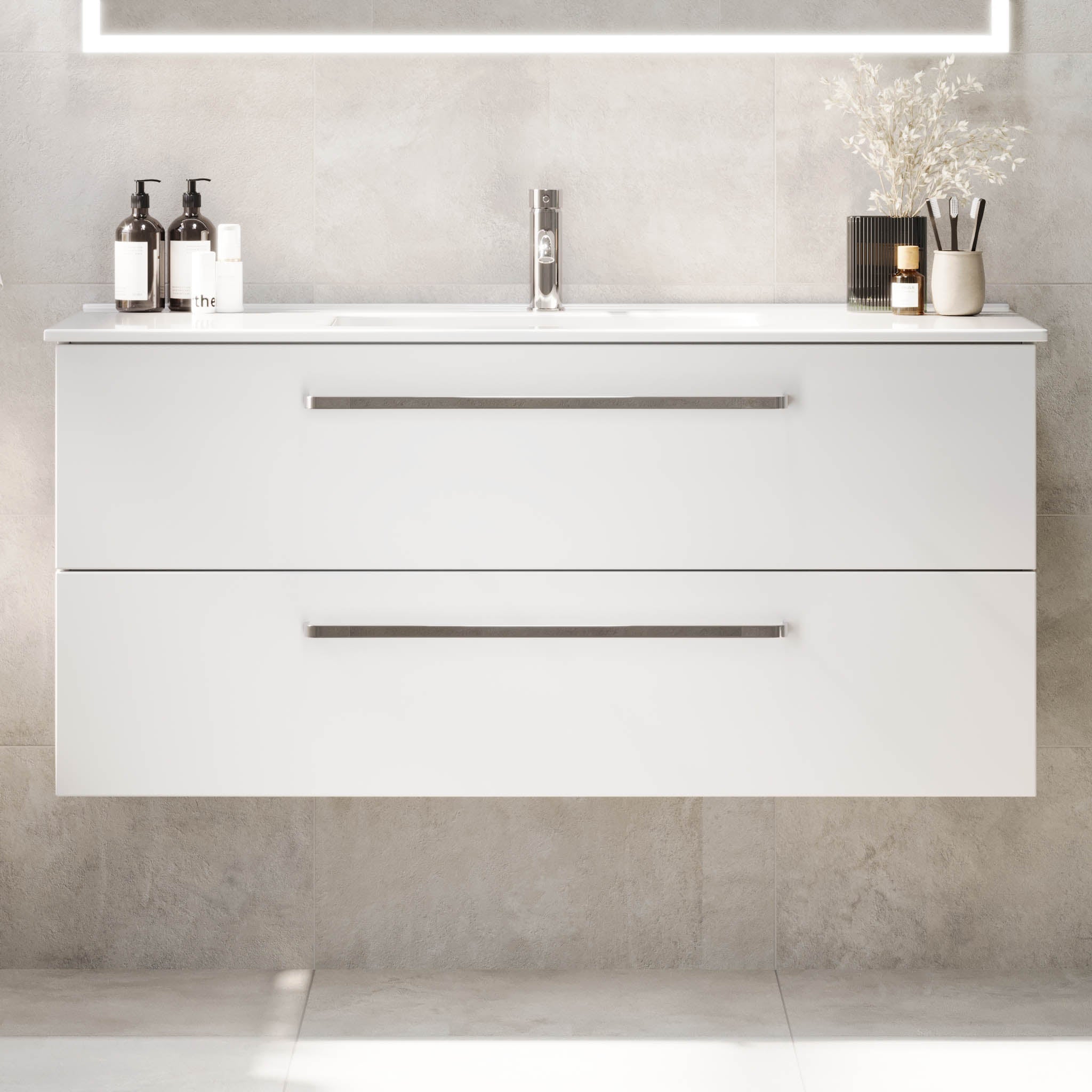 Voss Badrumsmöbel - Vit Matt - Badrumsmöbel - BATH DELUXE - PRESTIGE - 70-100-54-01-60 - BATHDELUXE SWEDEN