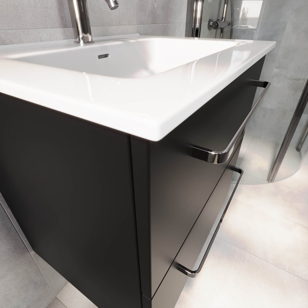 Voss, Furniture Set - Basin & Cabinet, Black Mat - 100 cm - MASTERSTORE - 8595677194371 - Furniture Set - Basin & Cabinet - 70-100-54-02-60 - 8595677194371