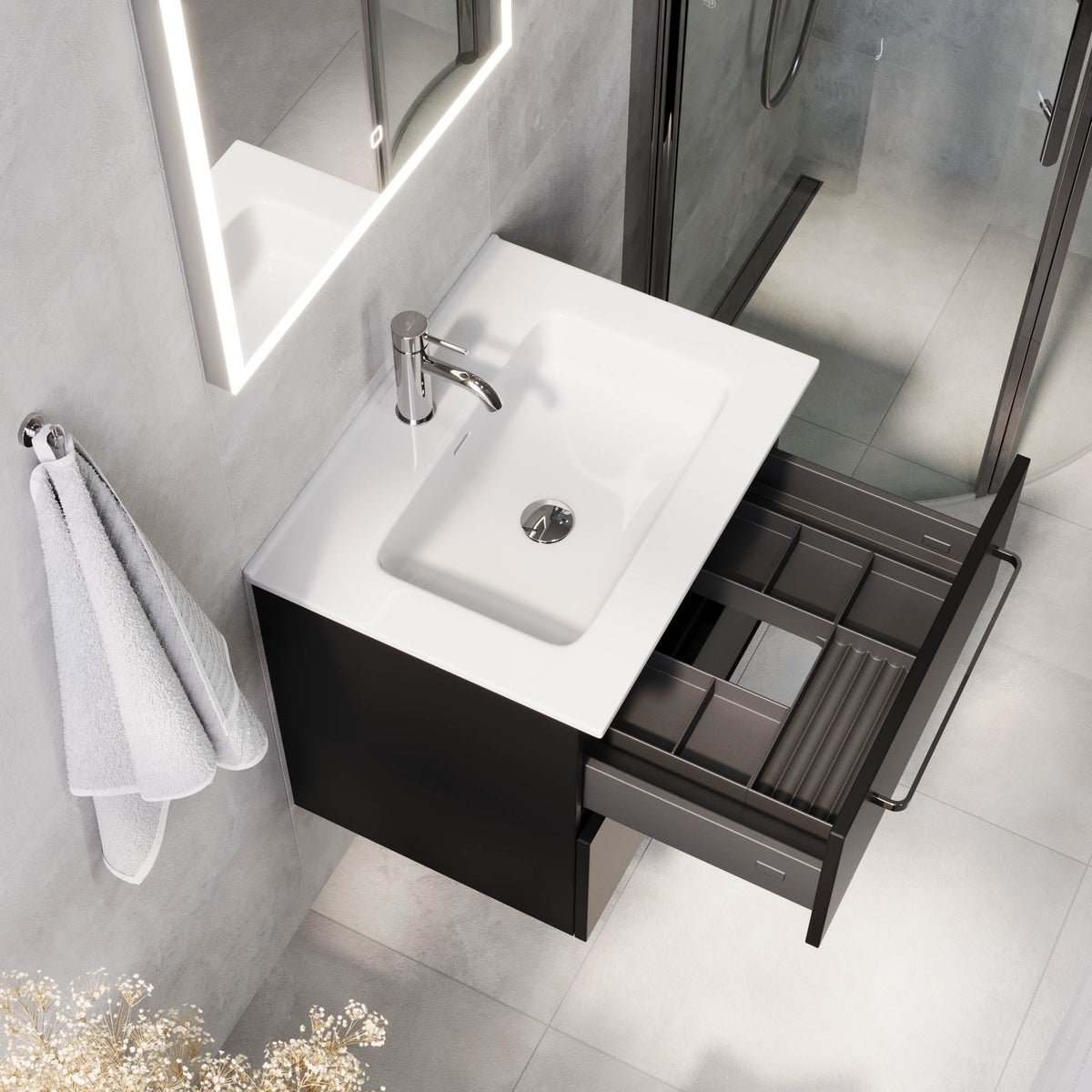 Voss, Furniture Set - Basin & Cabinet, Black Mat - 100 cm - MASTERSTORE - 8595677194371 - Furniture Set - Basin & Cabinet - 70-100-54-02-60 - 8595677194371