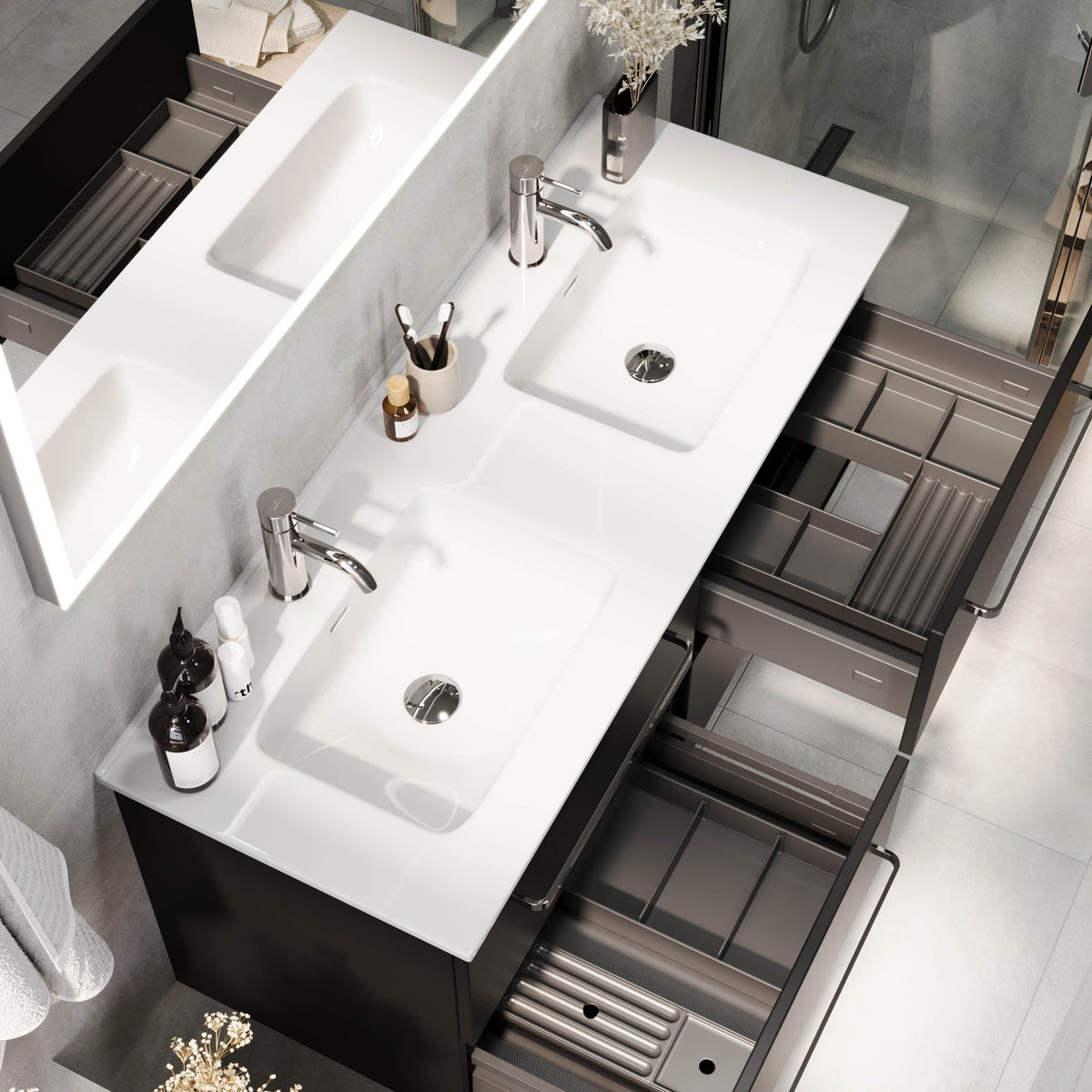 Voss, Furniture Set - Basin & Cabinet, Black Mat - 100 cm - MASTERSTORE - 8595677194371 - Furniture Set - Basin & Cabinet - 70-100-54-02-60 - 8595677194371